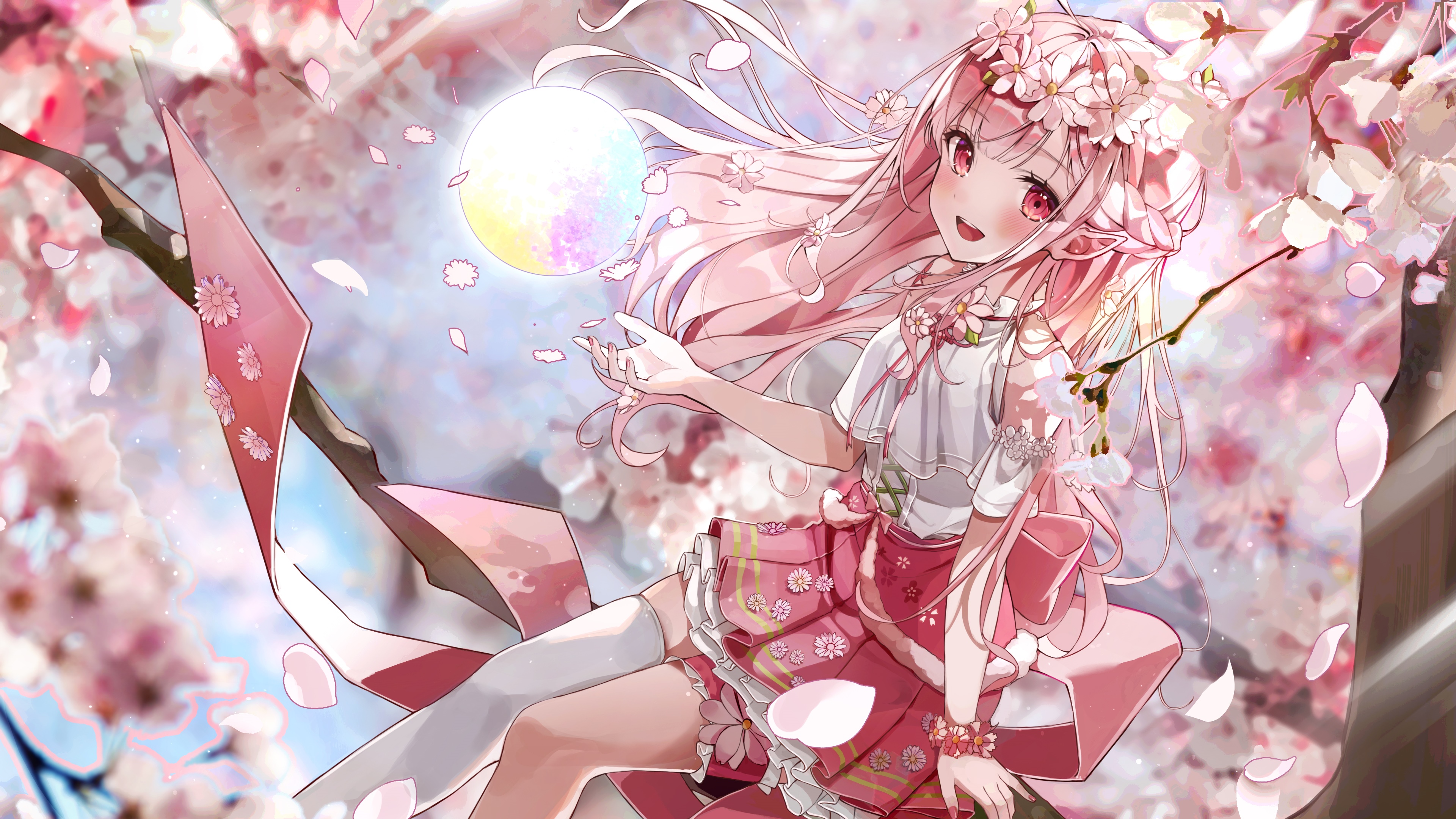 4K Sakura Miko with pink hair and red eyes HD Wallpaper