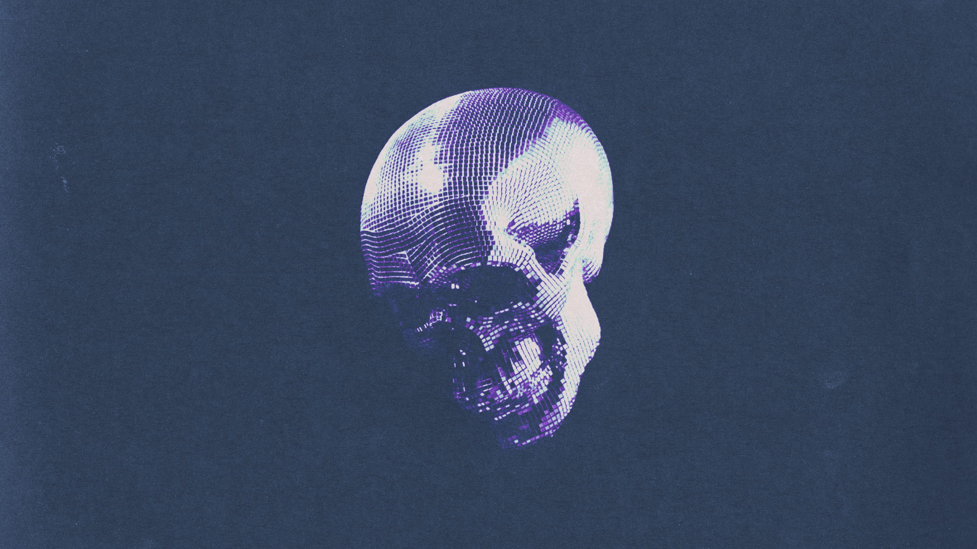 Distorted disco ball skull on dark background HD Wallpaper