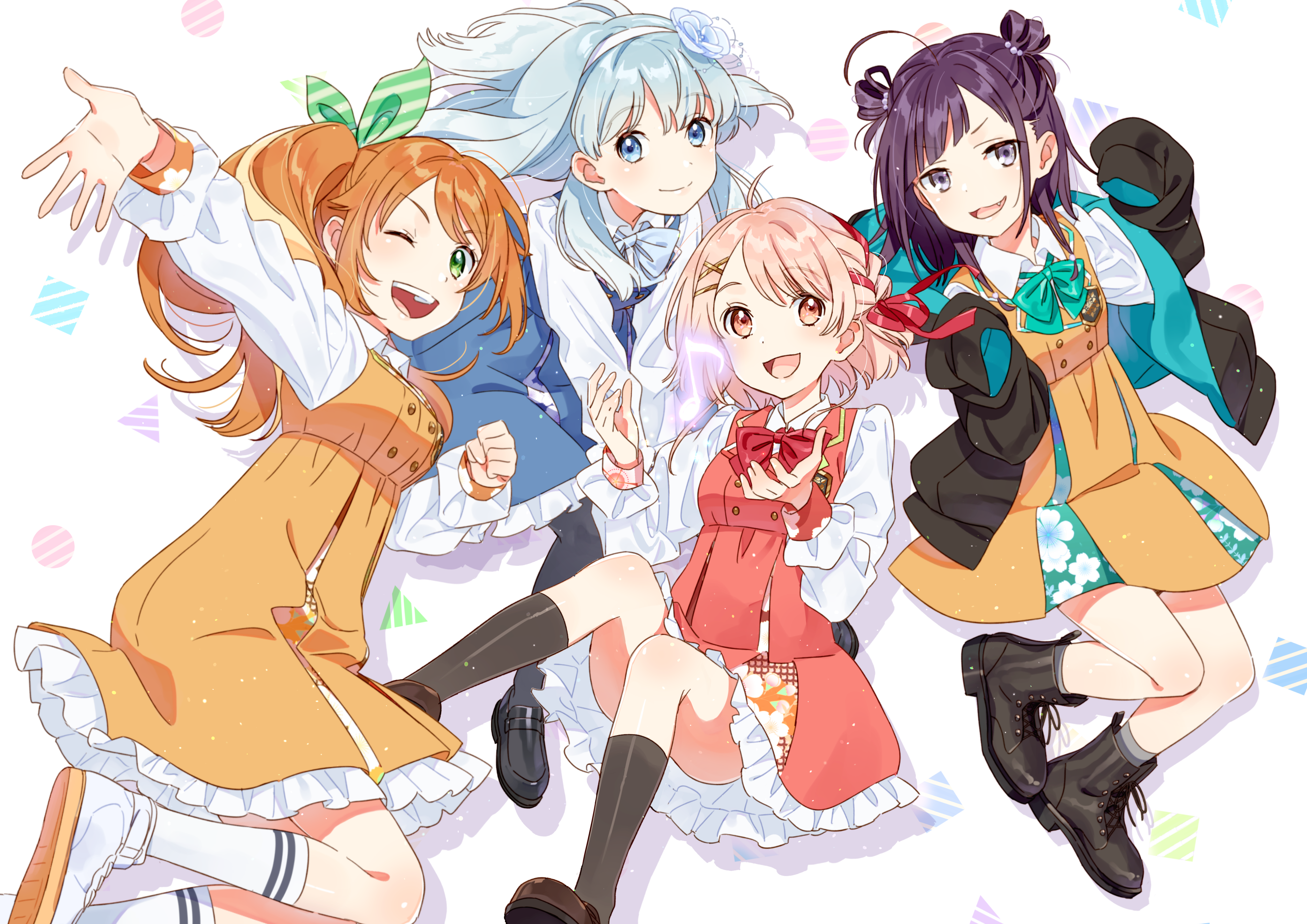 4K anime girls with musical notes HD Wallpaper