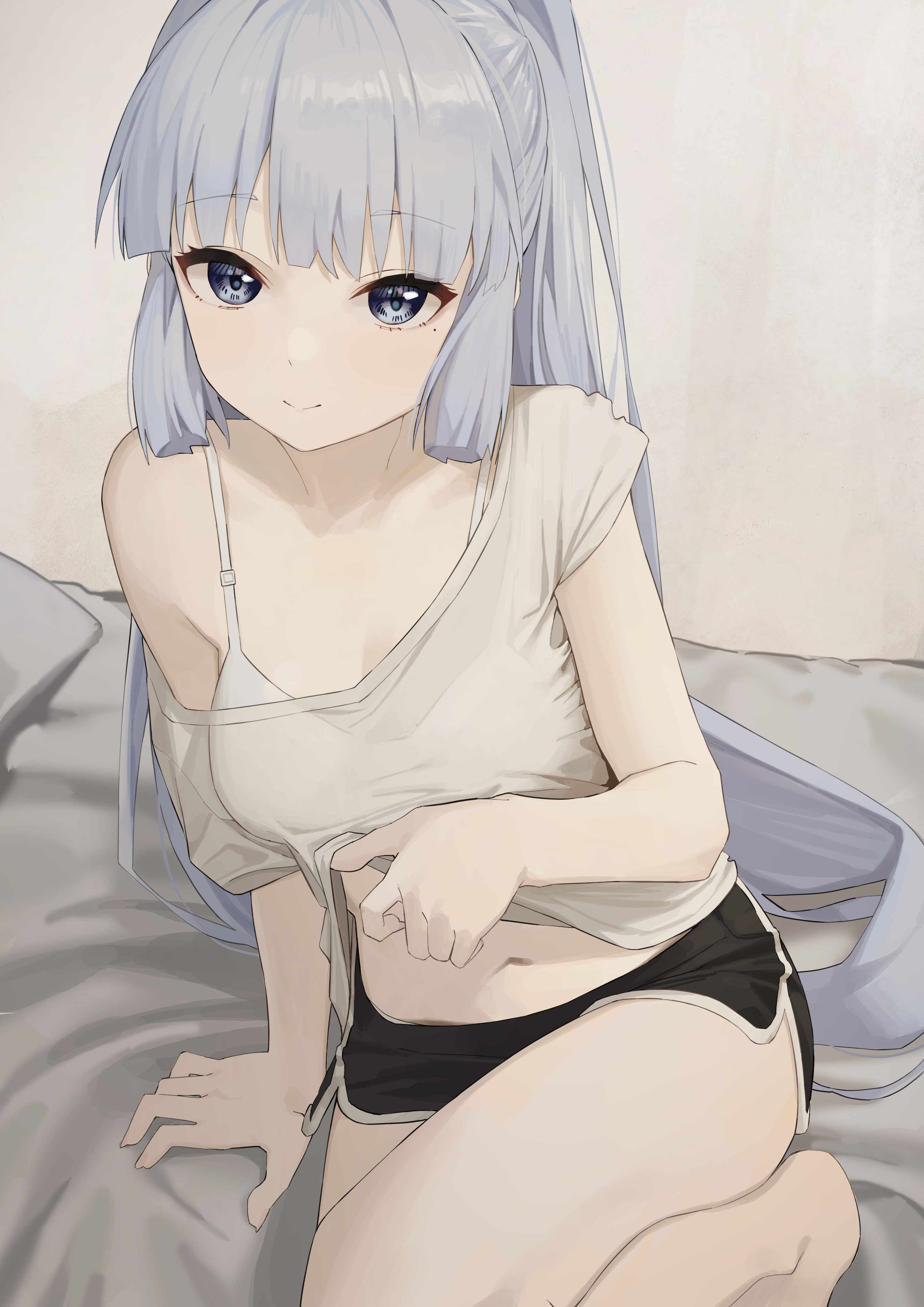 Kamisato Ayaka lifting her shirt, Genshin Impact HD Phone Wallpaper
