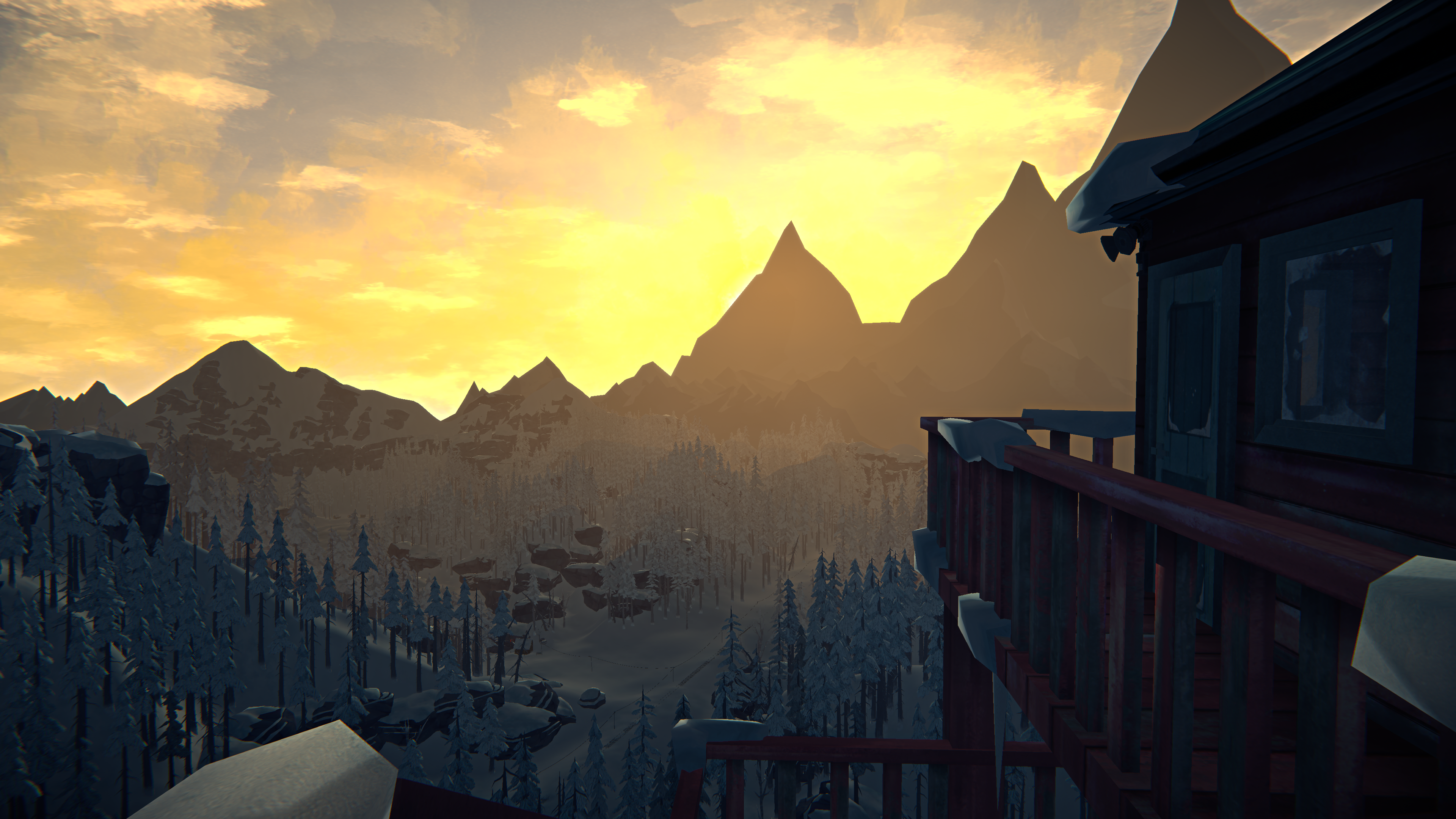 4K The Long Dark Sunset Over Snowy Mountains HD Wallpaper