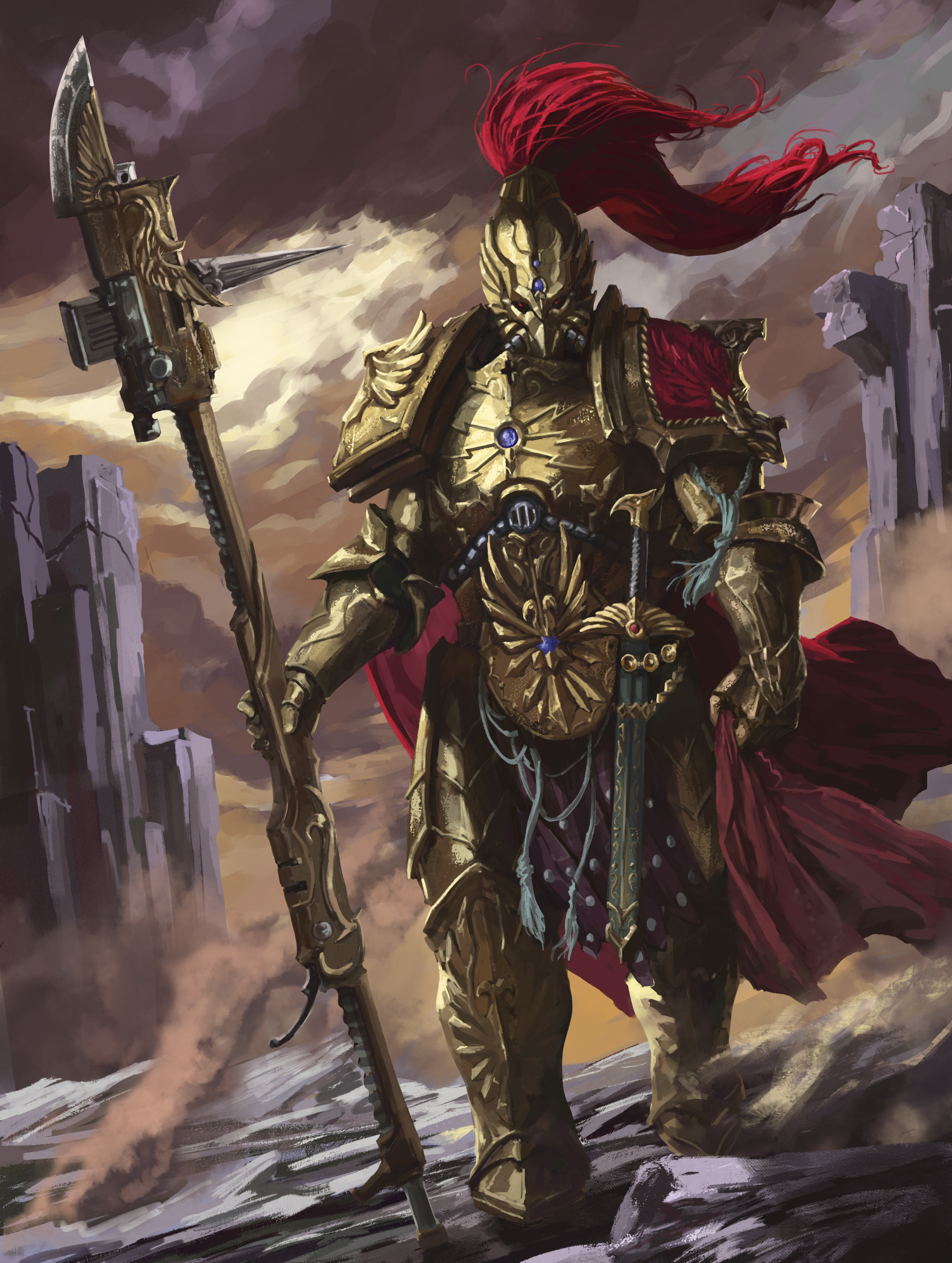 Adeptus Custodes Warrior with Spear and Sword HD Phone Wallpaper