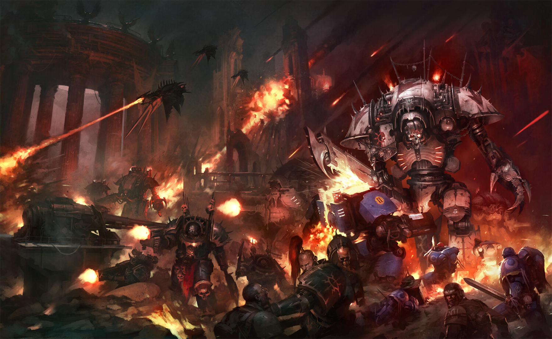 Warhammer 40,000 Chaos Knight Battle HD Wallpaper