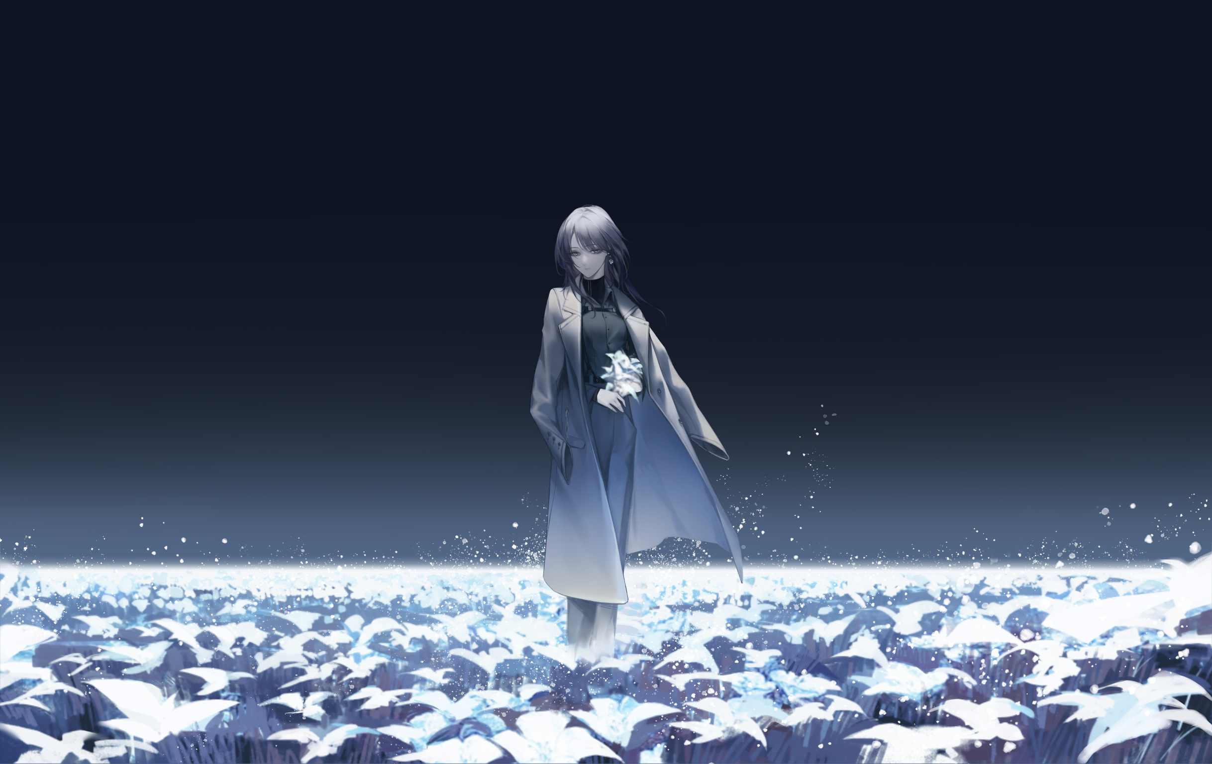 MBCC character in a field of white flowers HD Wallpaper
