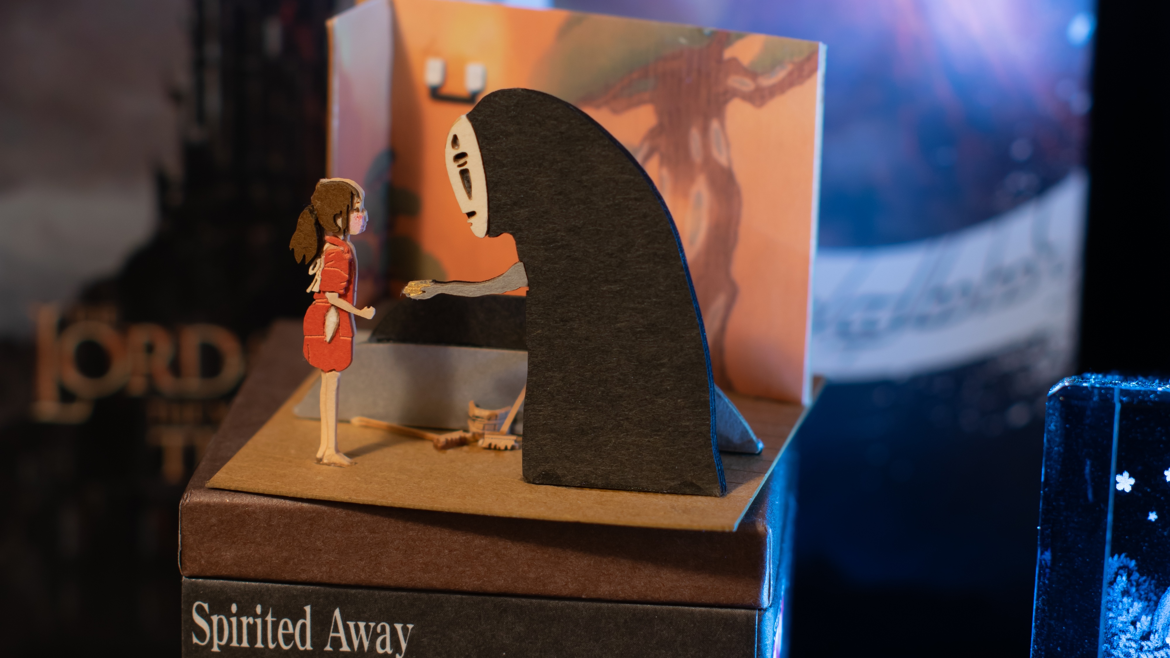 Spirited Away No-Face and Chihiro Paper Art Diorama HD Wallpaper
