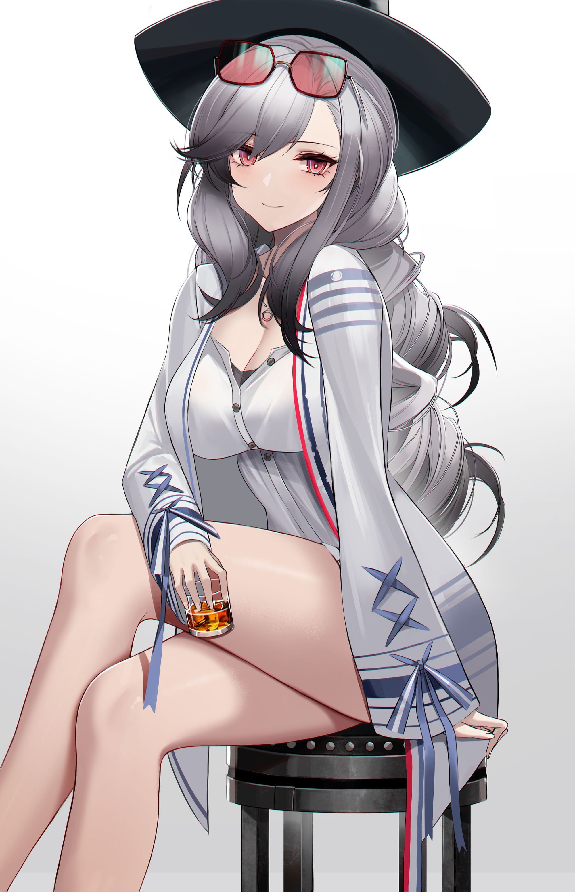 Azur Lane Dunkerque with alcohol and sunglasses HD Phone Wallpaper