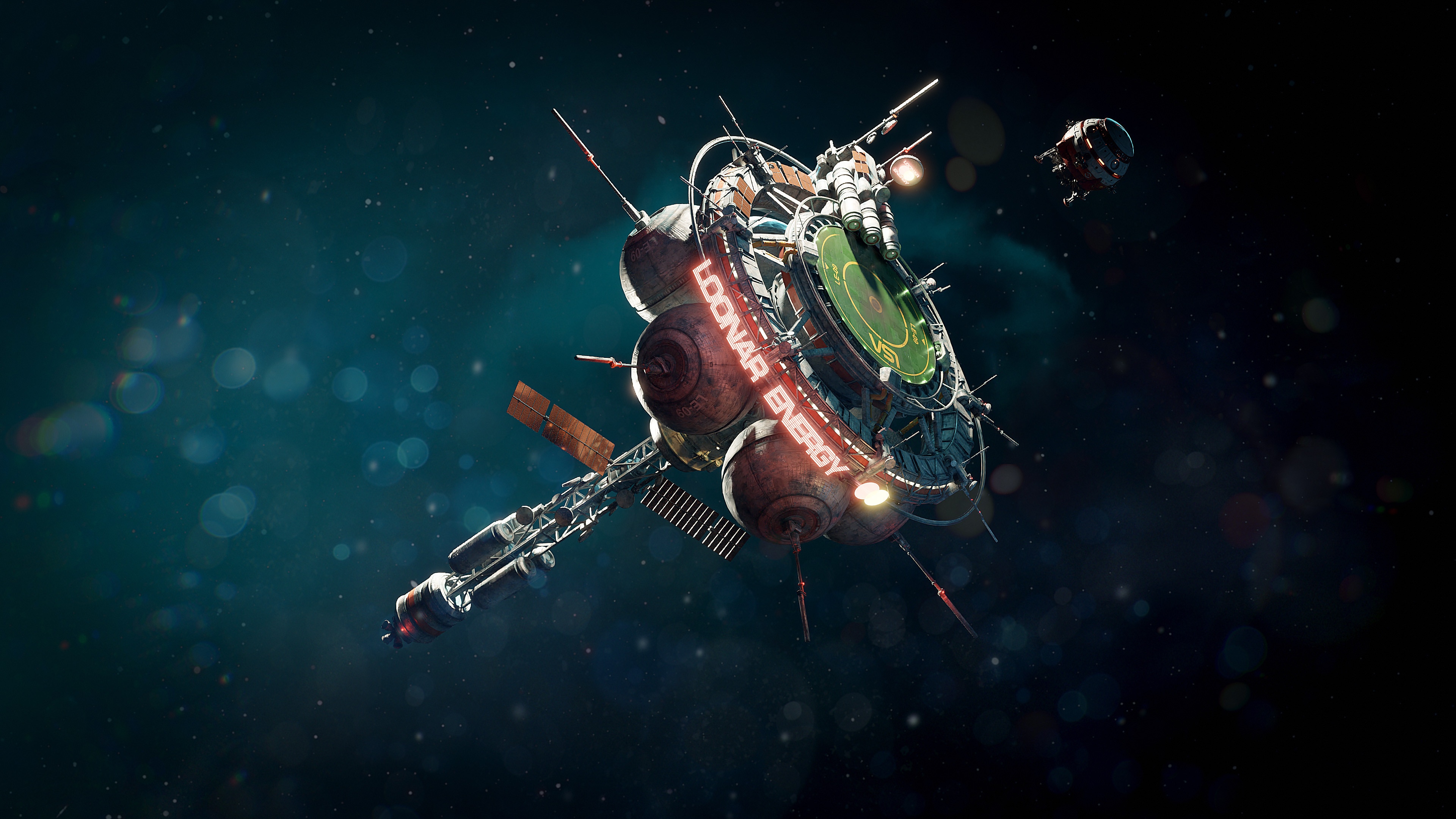 4K Space Art of a "LOONAR ENERGY" Space Station HD Wallpaper