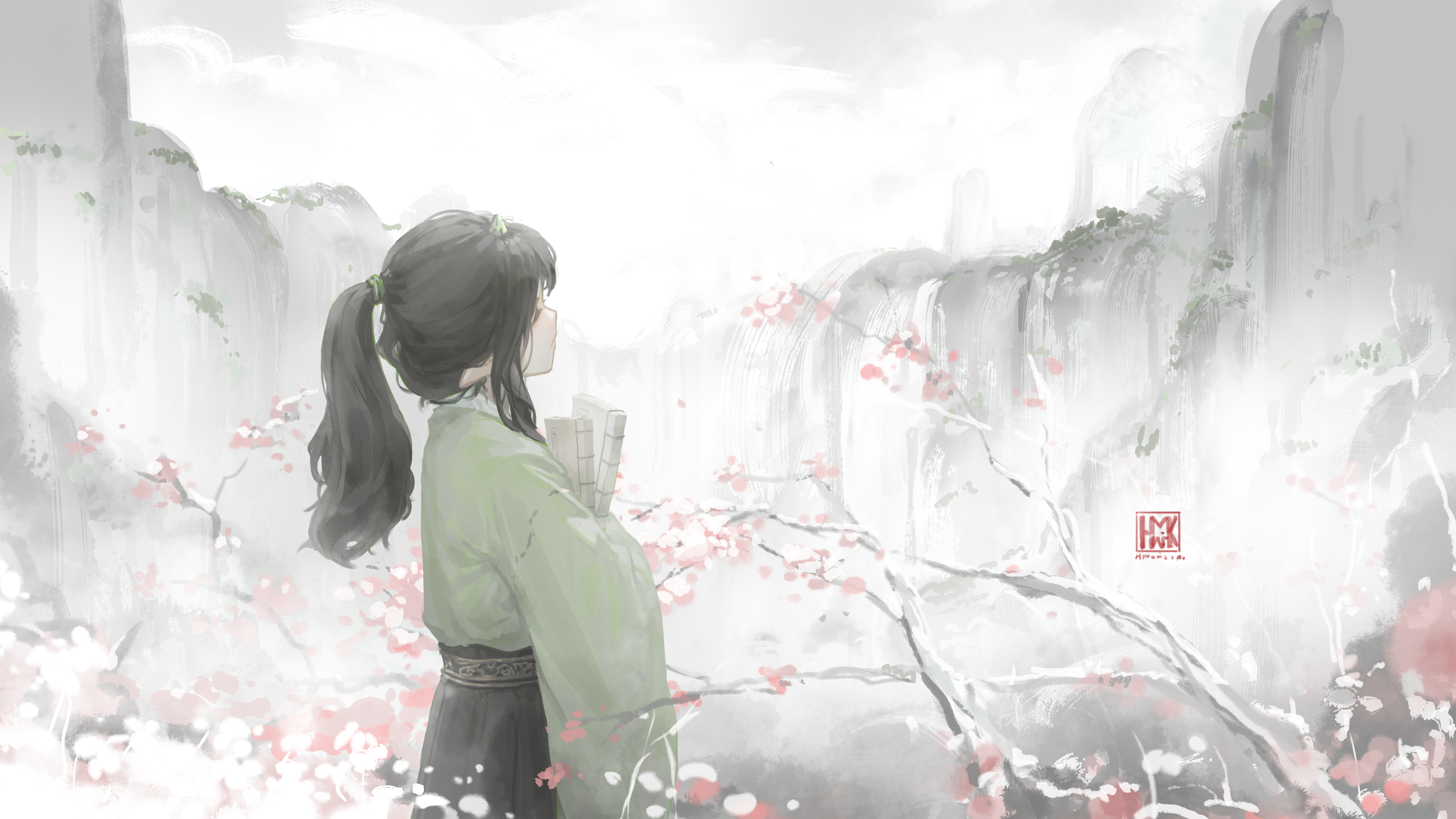 Hua Ming wink in Chinese clothing by Yun Xi HD Wallpaper