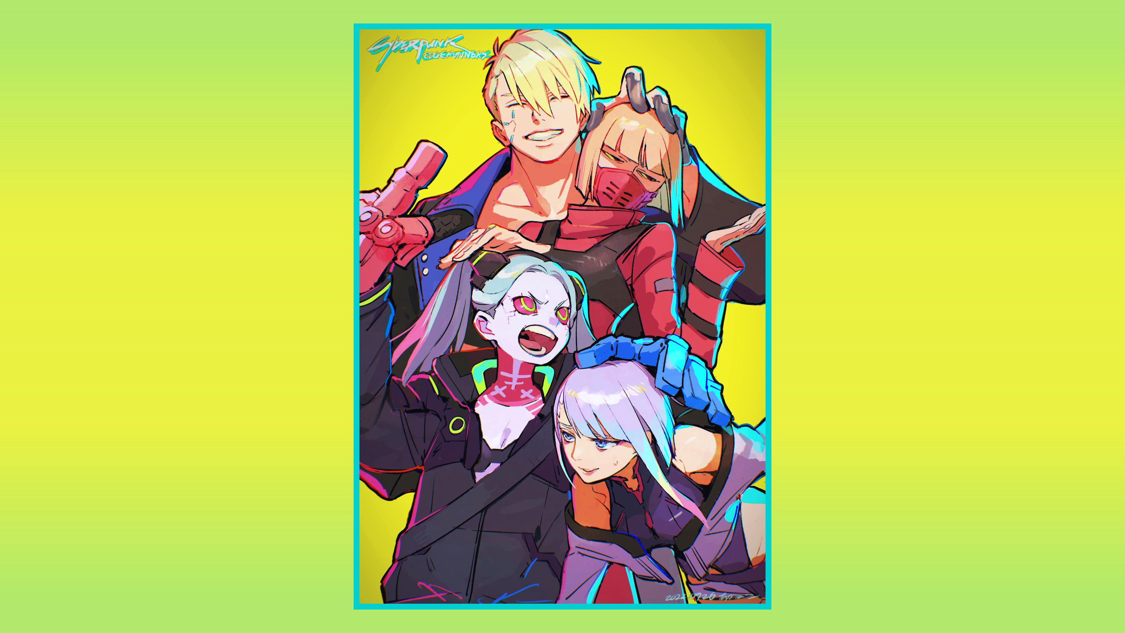 Cyberpunk: Edgerunners characters with yellow background HD Wallpaper