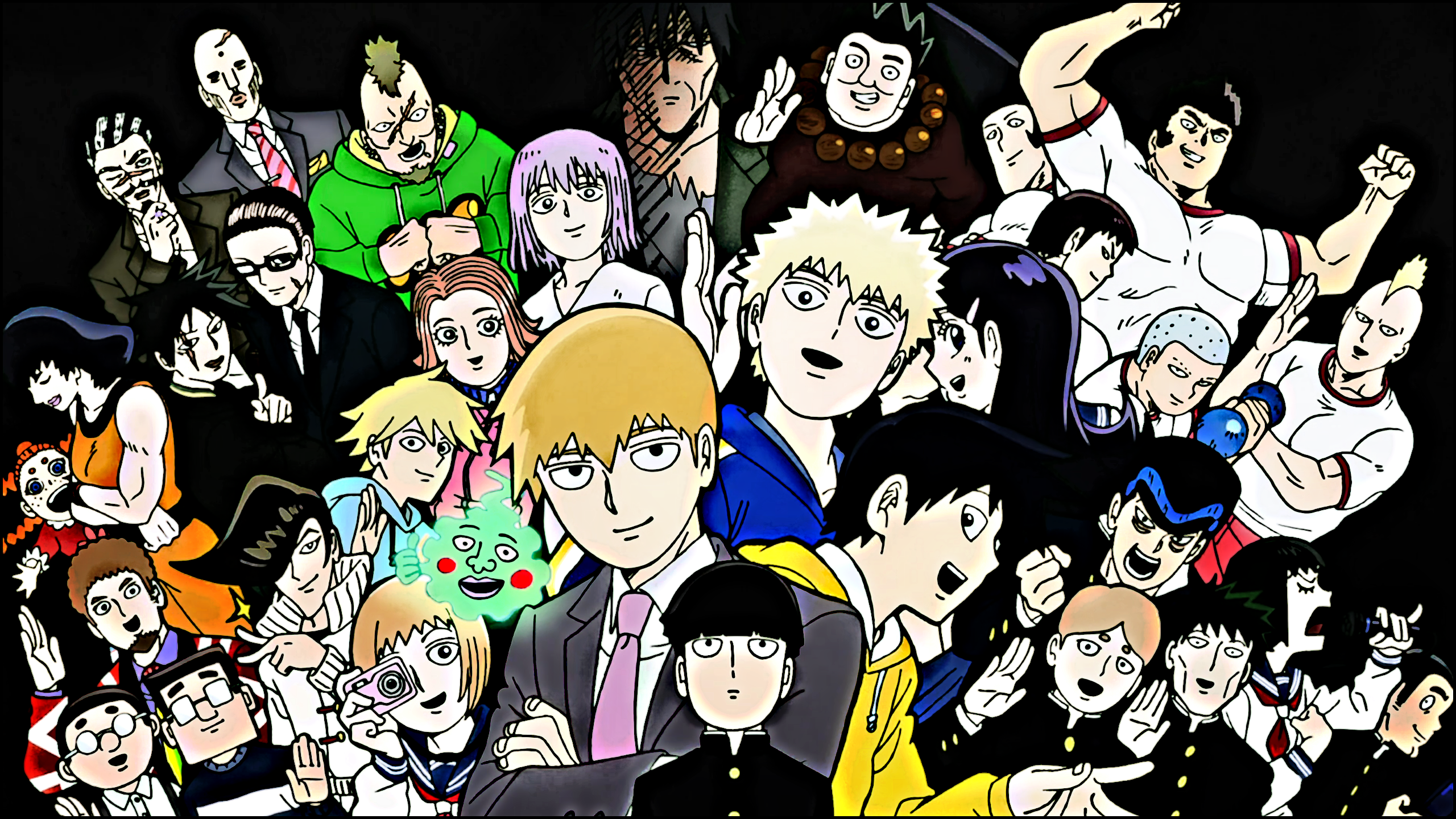 Mob Psycho 100 characters group portrait HD Wallpaper