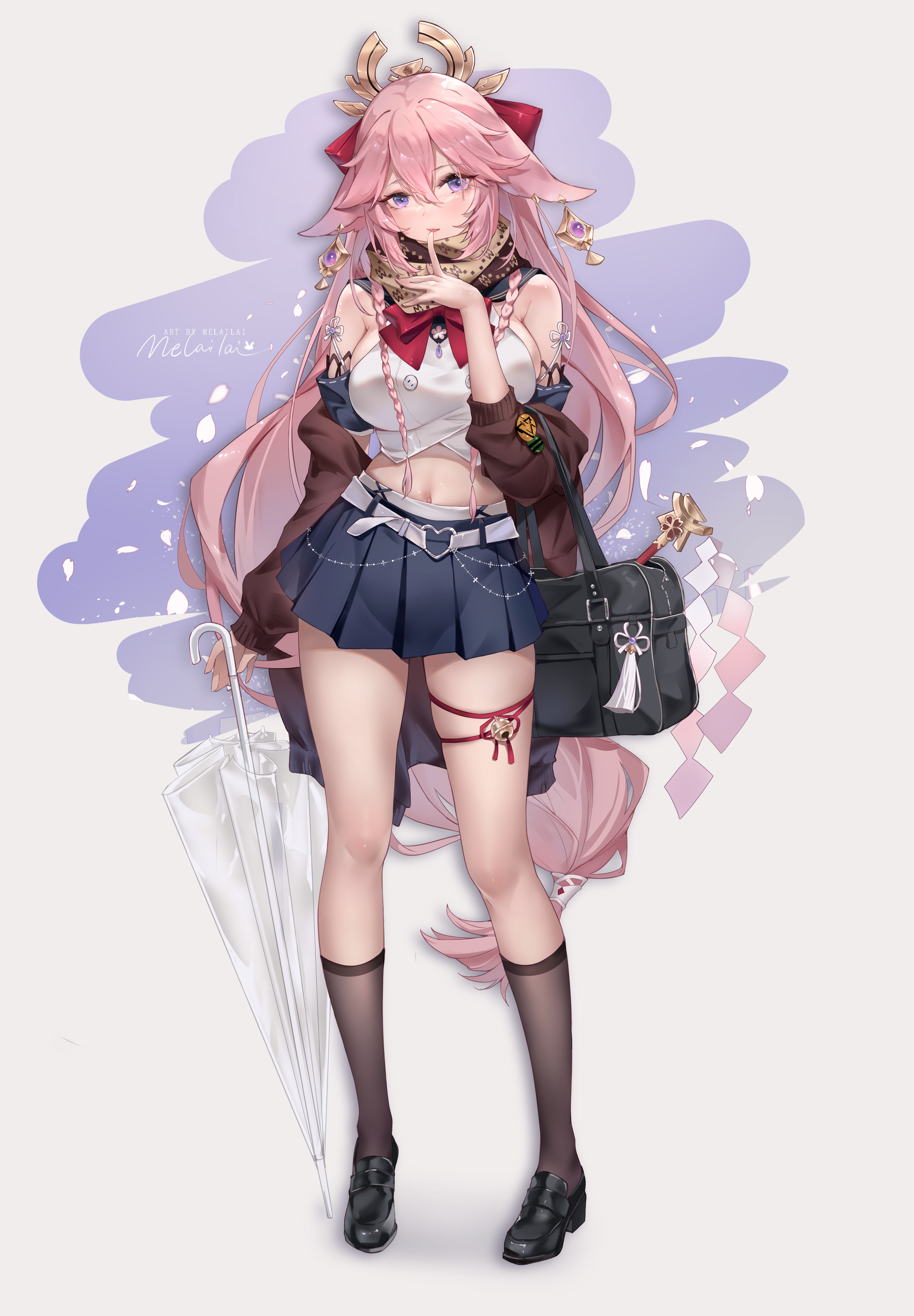 4K Genshin Impact Yae Miko with Umbrella HD Phone Wallpaper