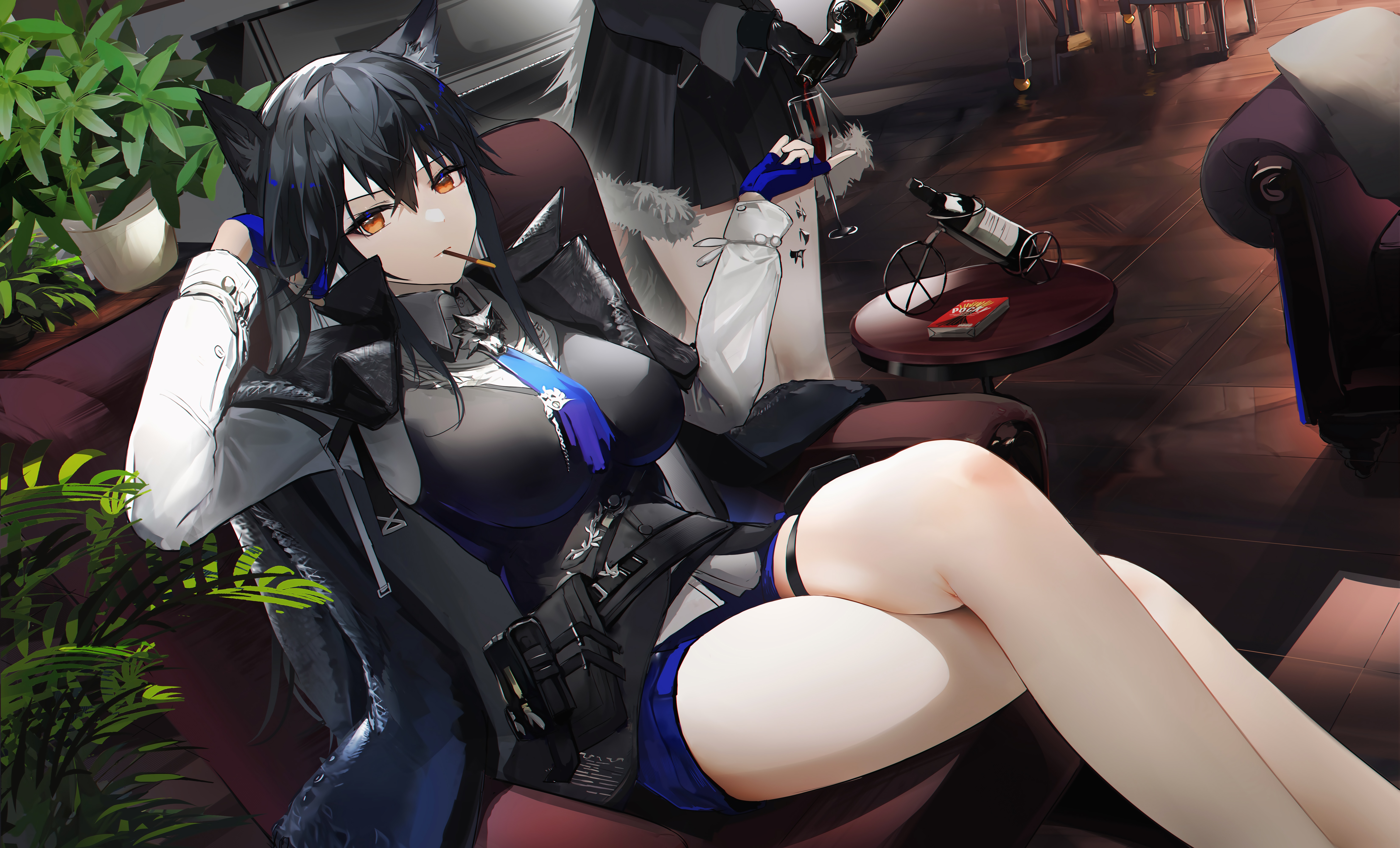 Texas from Arknights drinking wine HD Wallpaper