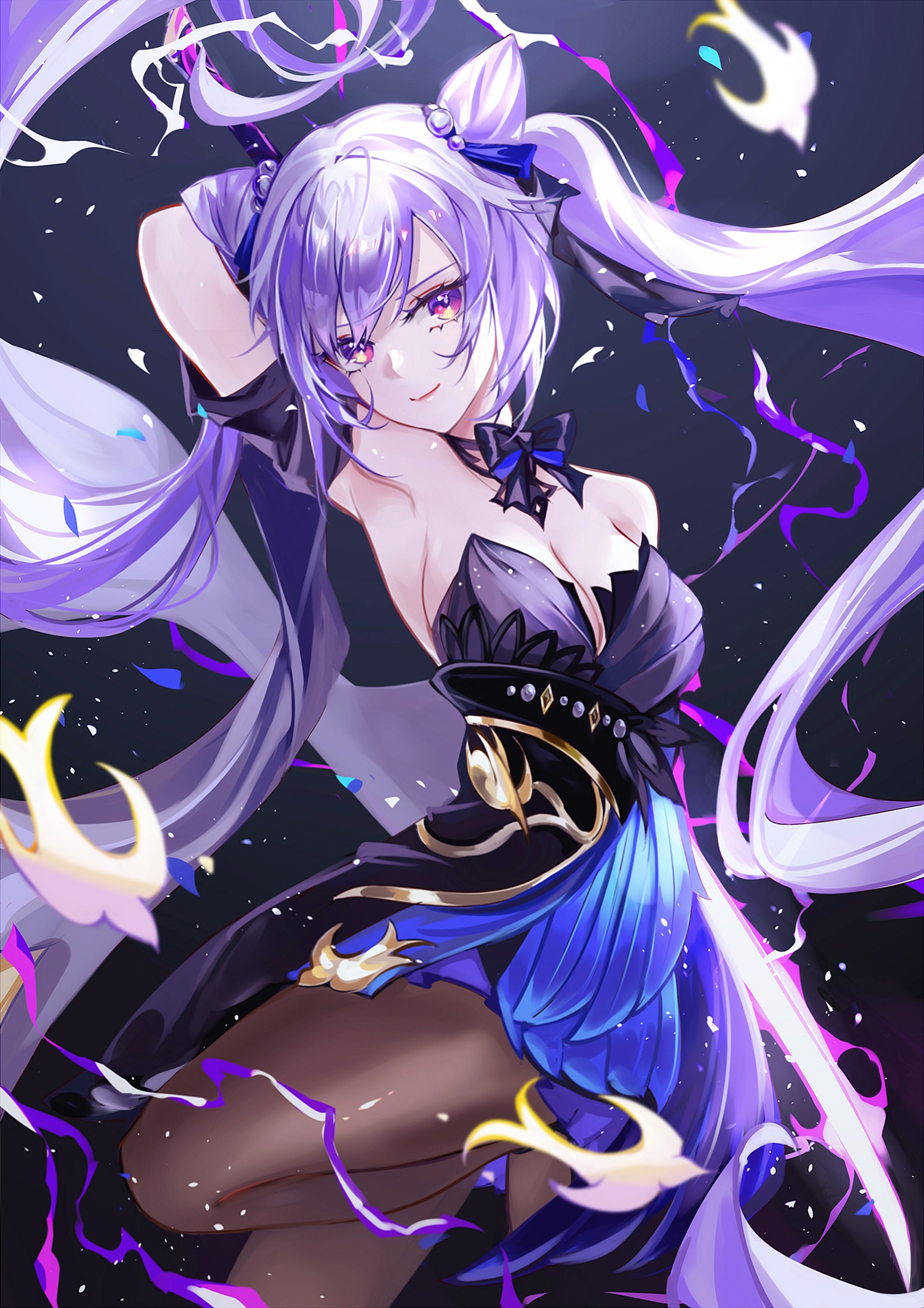 Keqing from Genshin Impact with purple hair and eyes HD Phone Wallpaper