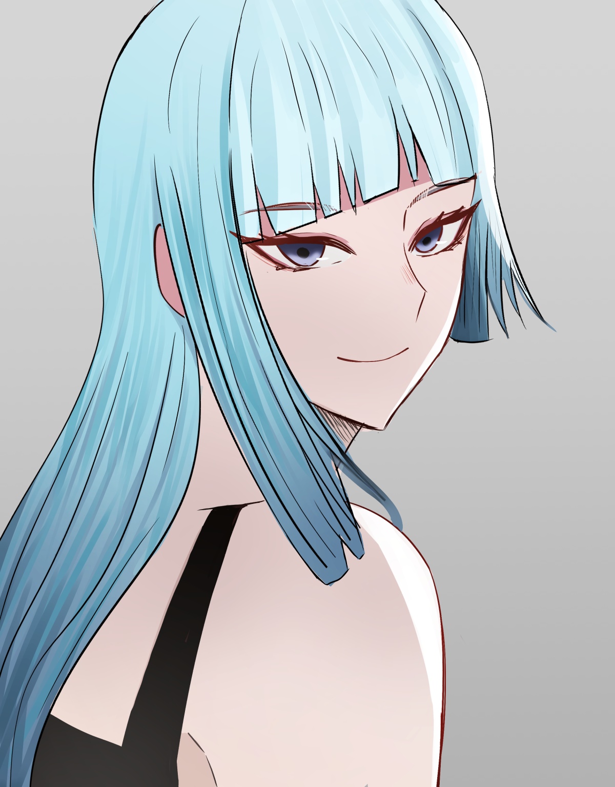 Anime girl with blue hair and purple eyes HD Phone Wallpaper