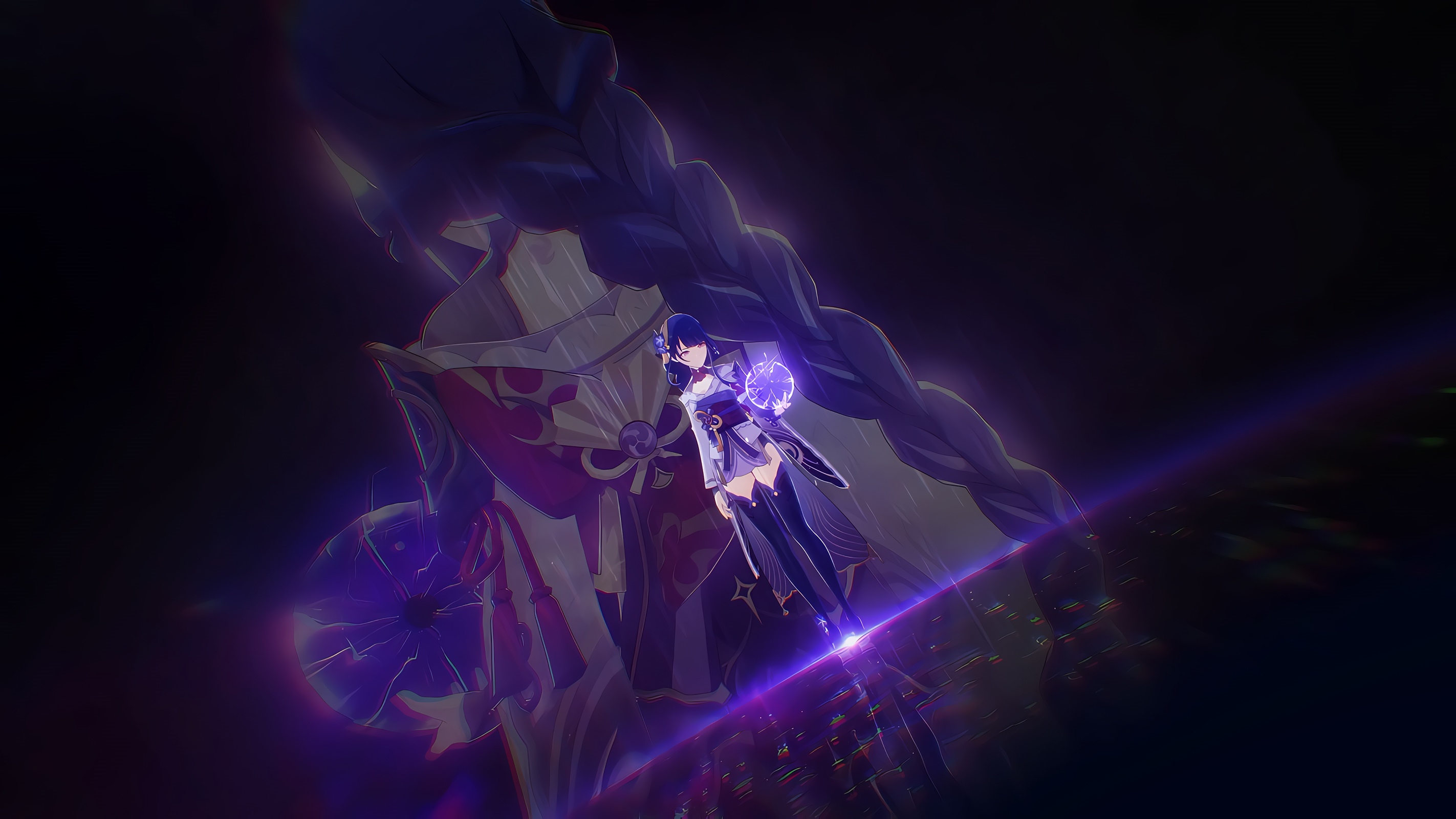 Raiden Shogun from Genshin Impact with purple energy HD Wallpaper
