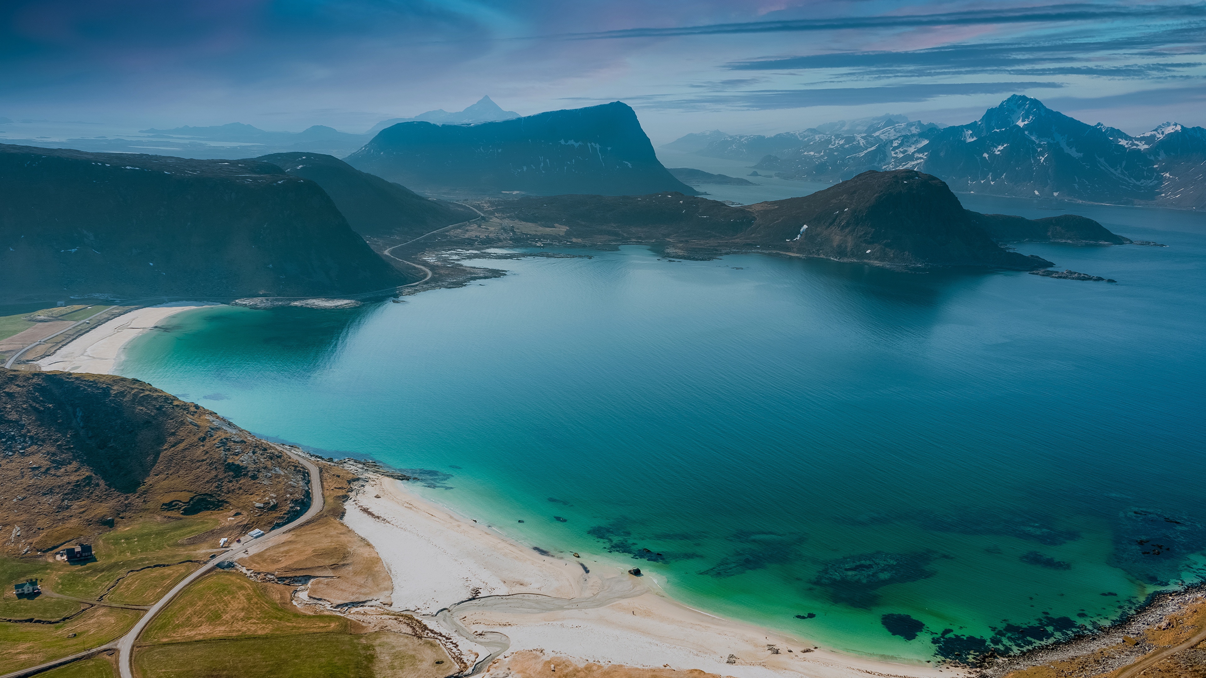 4K Lofoten Norway Landscape with Bay and Mountains HD Wallpaper