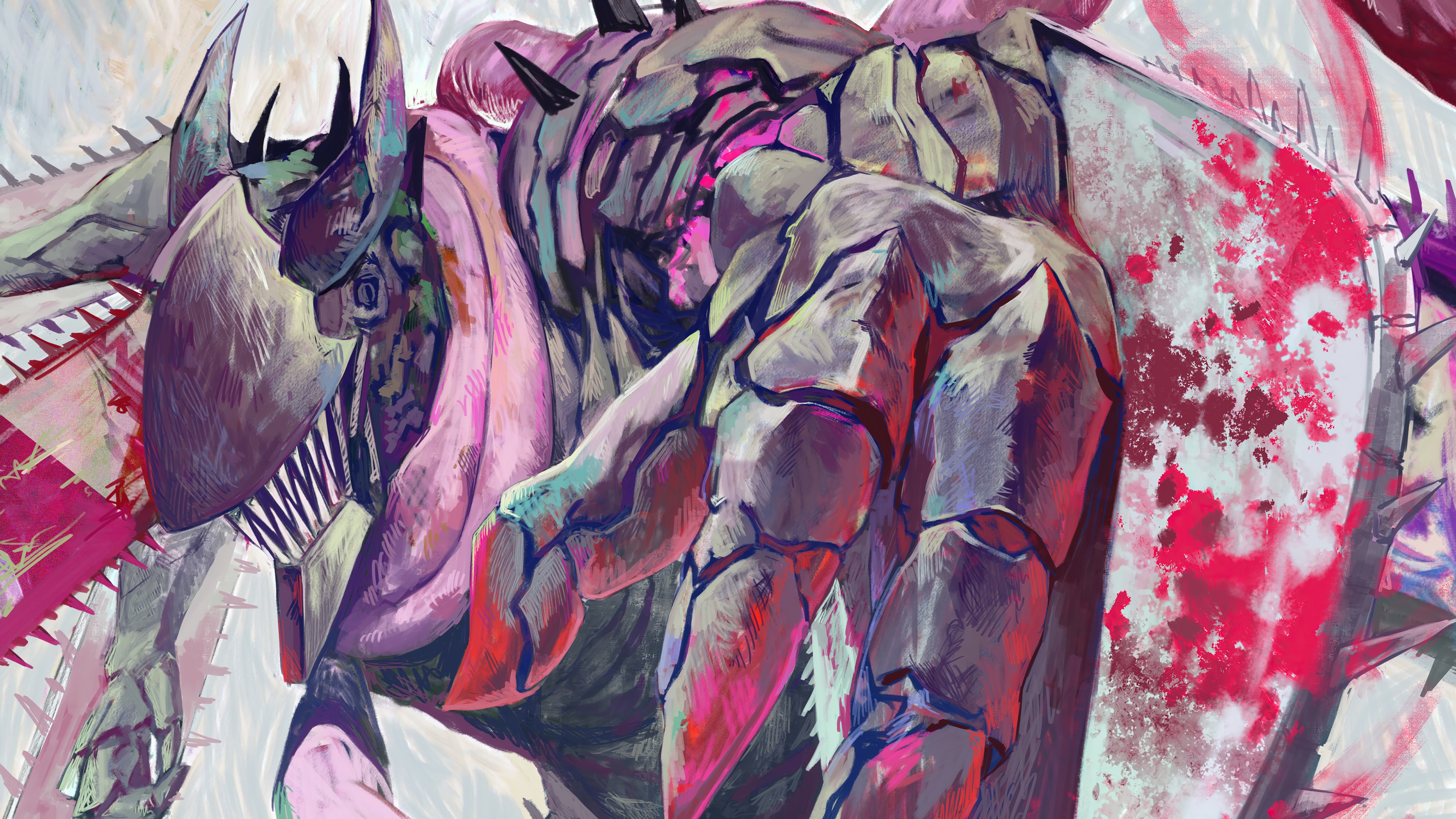 Chainsaw Man Denji with Blood Splatter HD Wallpaper