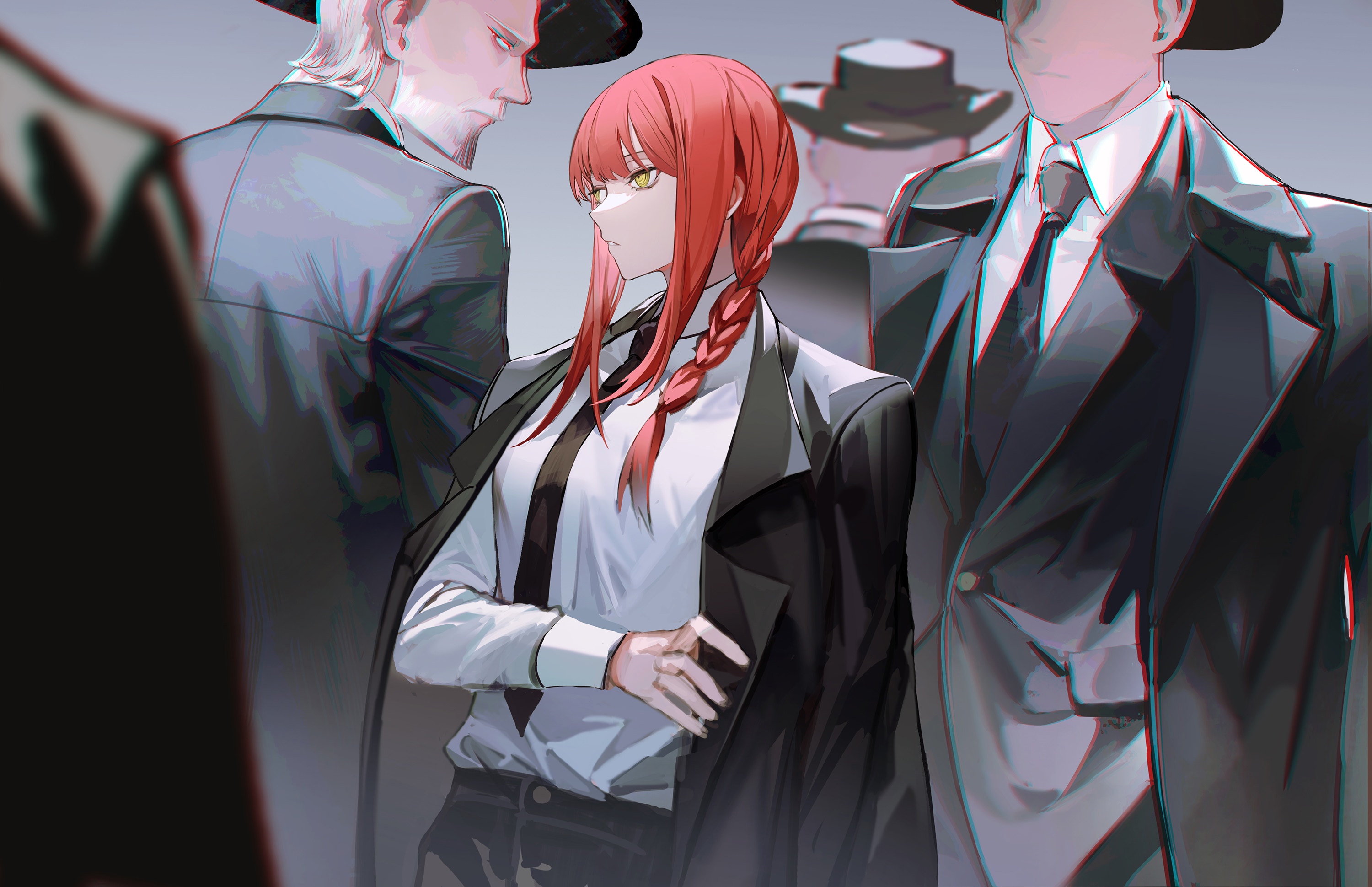 Makima and men in suits from Chainsaw Man HD Wallpaper