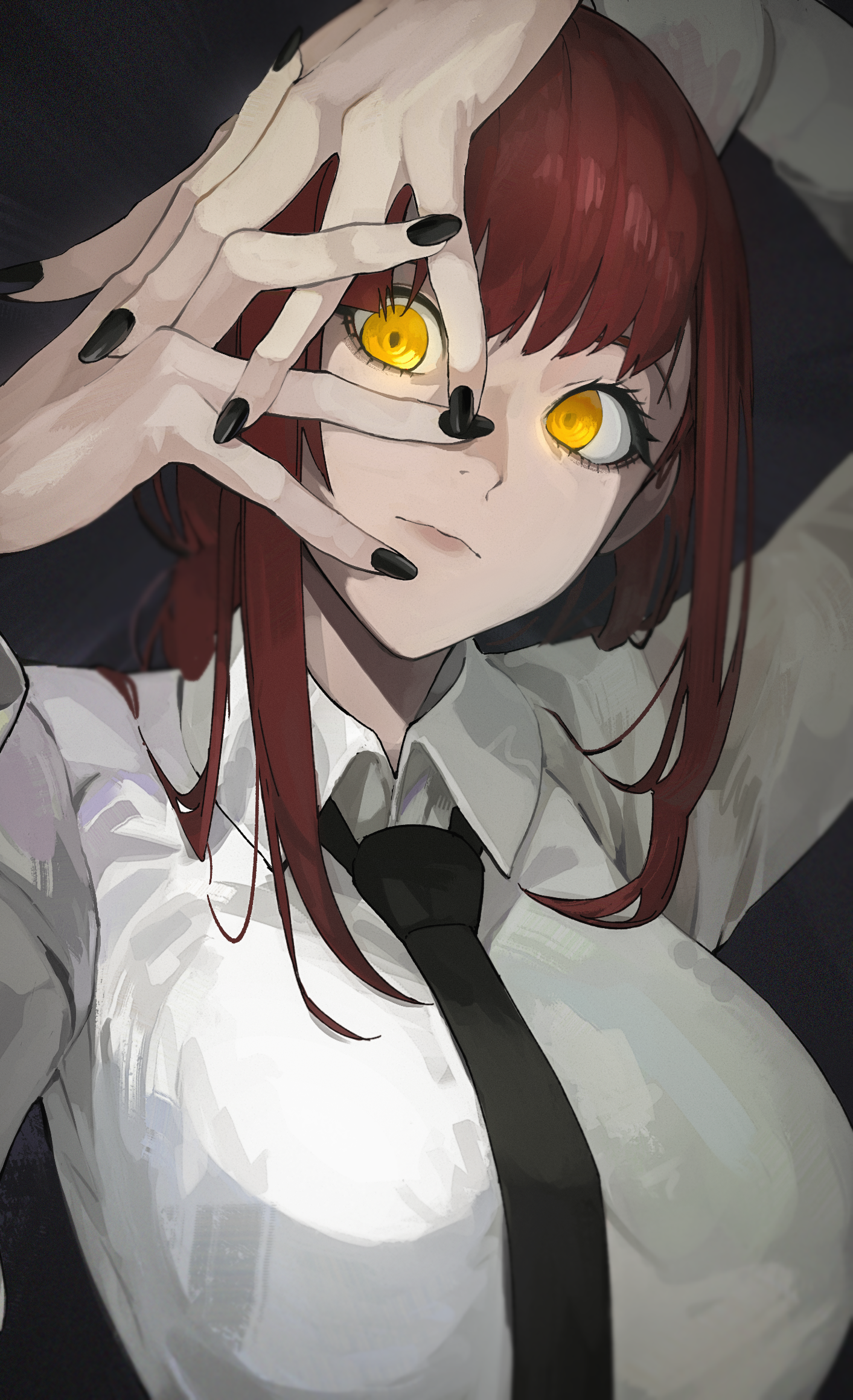 Makima from Chainsaw Man with yellow eyes HD Phone Wallpaper