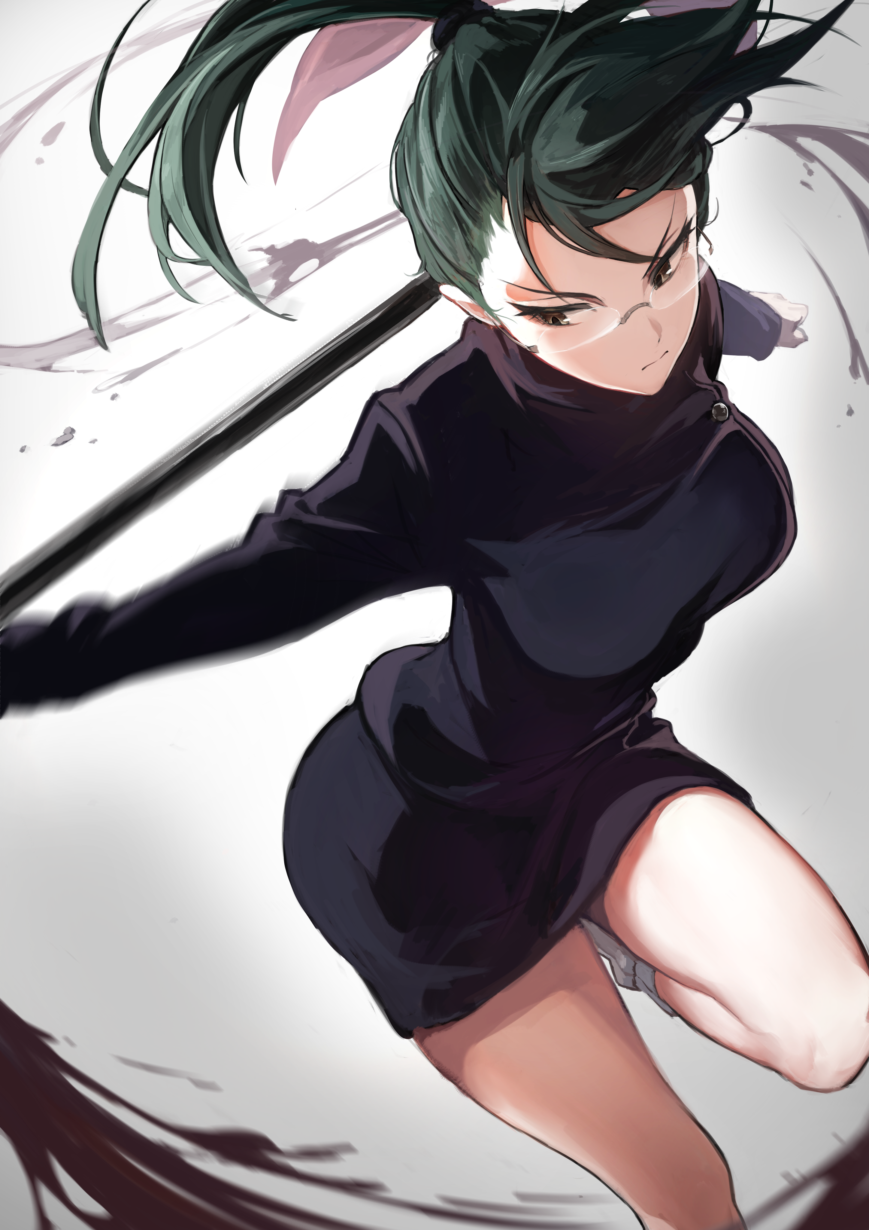Maki Zenin from Jujutsu Kaisen with glasses and ponytail HD Phone Wallpaper