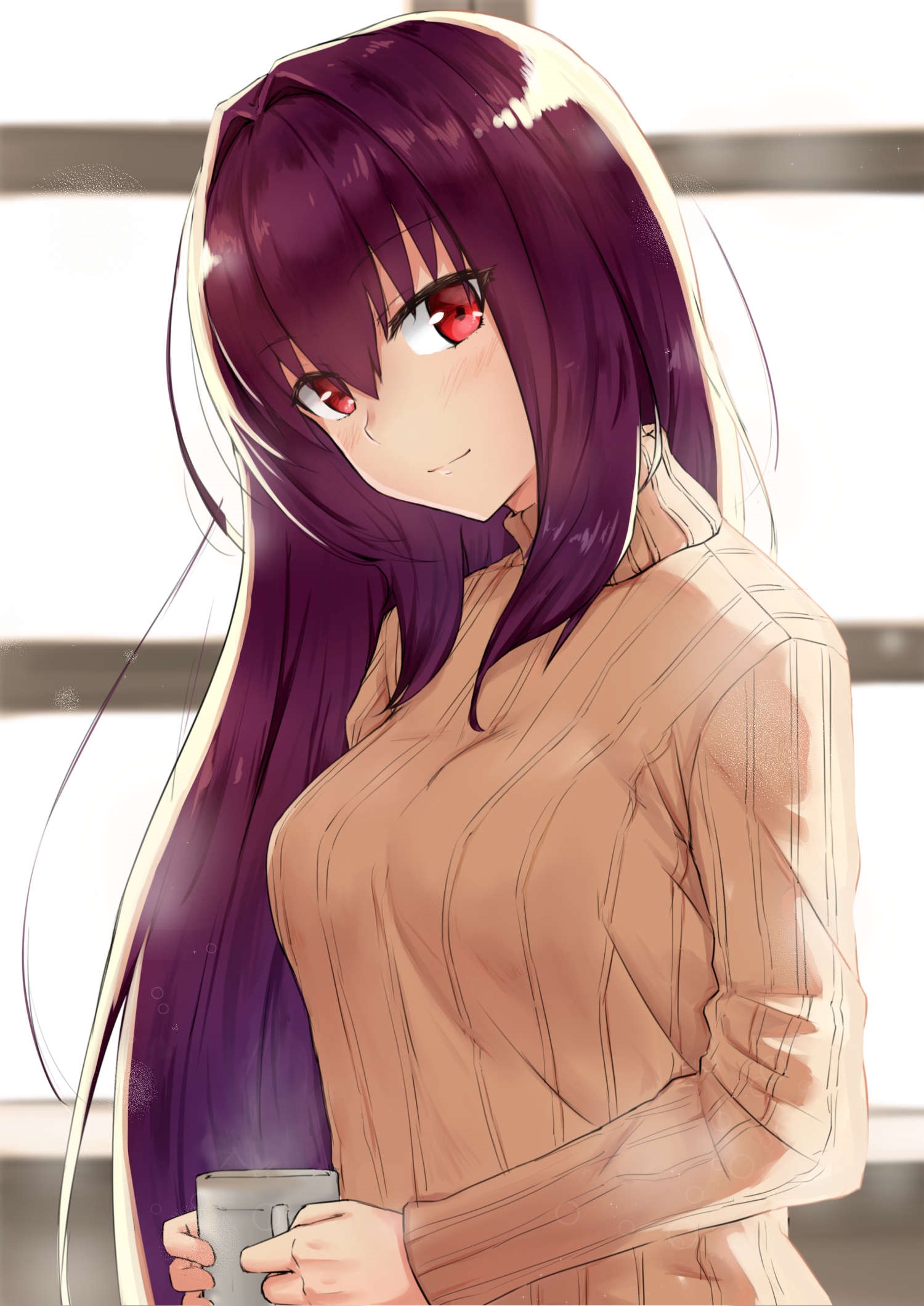 Scathach from Fate/Grand Order holding a mug HD Phone Wallpaper