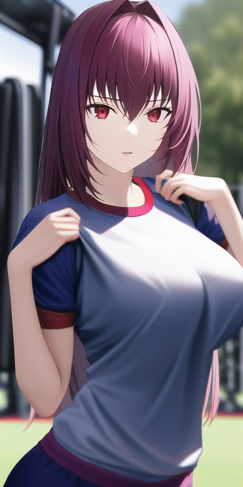 Scathach from Fate/Grand Order in a sports uniform HD Phone Wallpaper