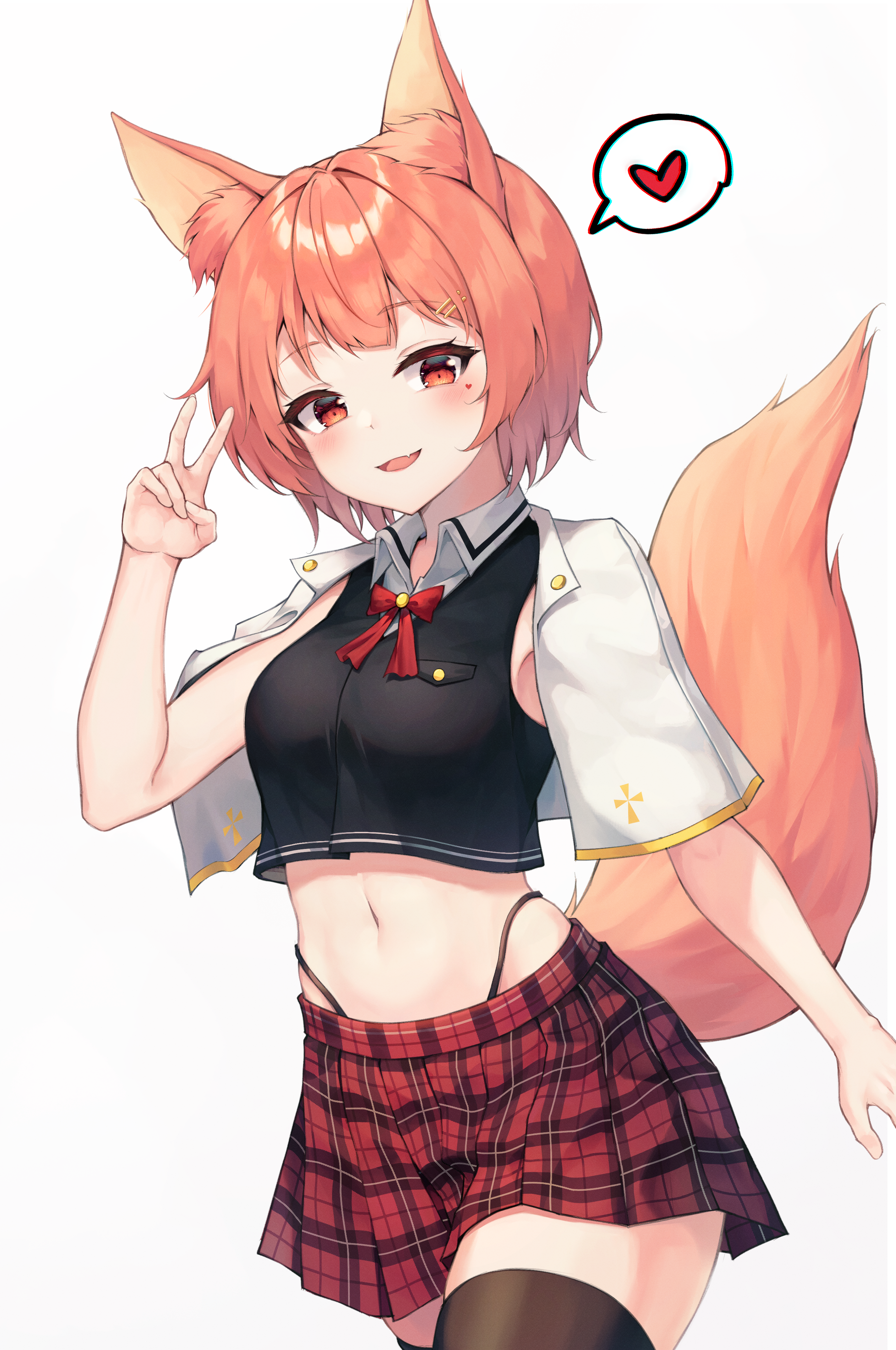 Fox Girl with Peace Sign and Heart HD Phone Wallpaper
