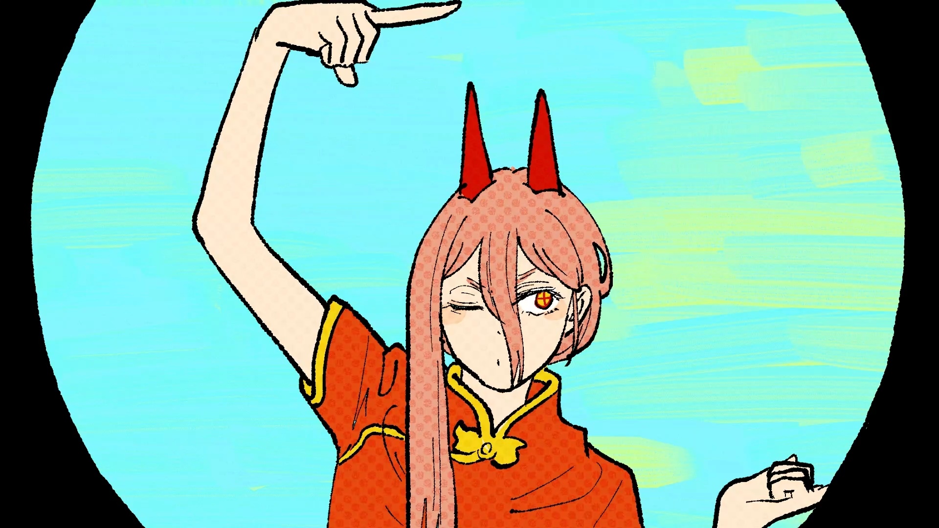 Power from Chainsaw Man with red horns HD Wallpaper