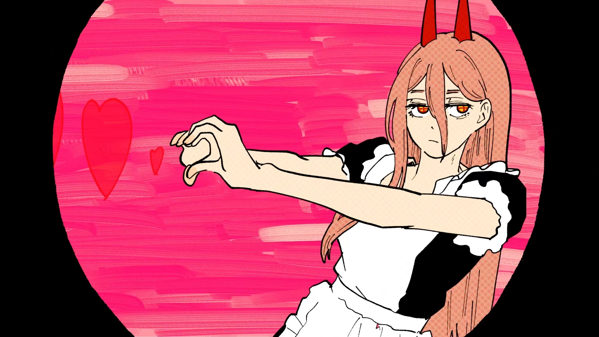 Power in a maid outfit with hearts HD Wallpaper