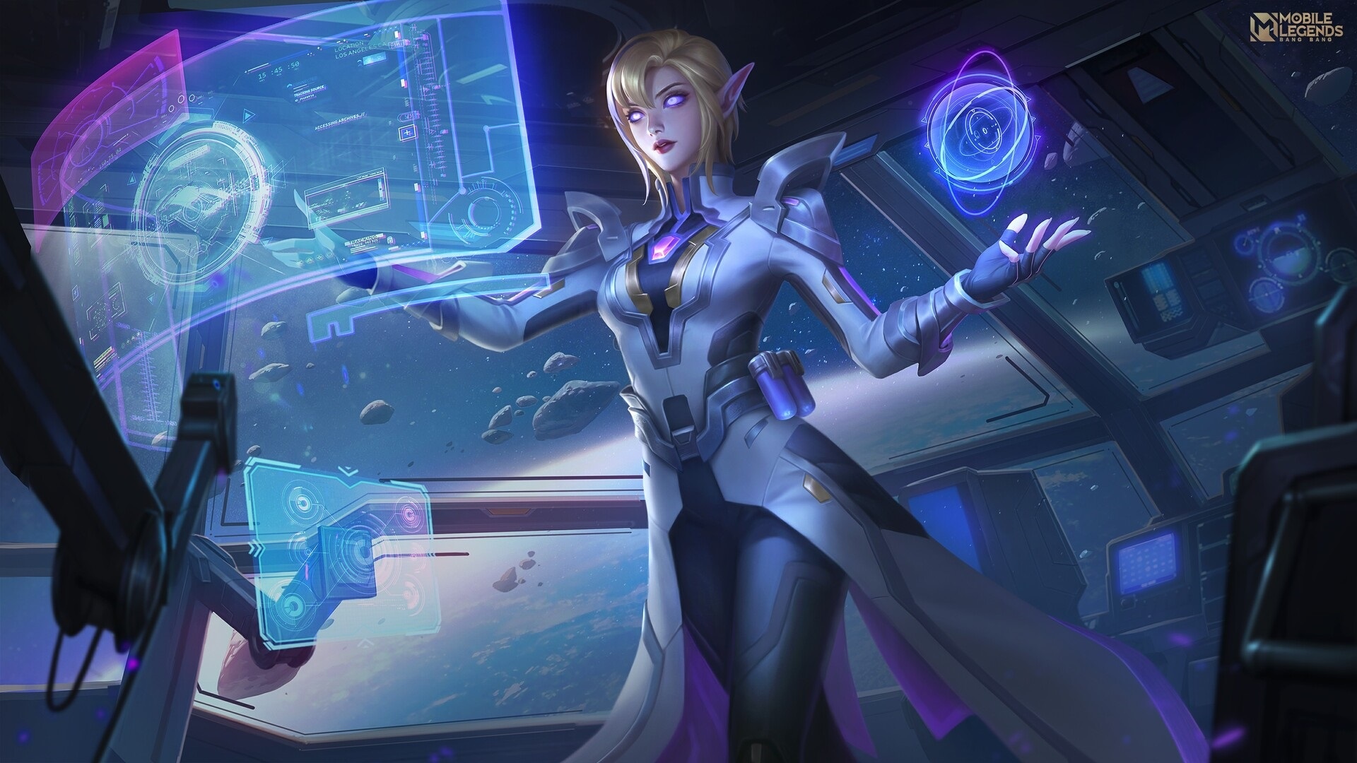 Mobile Legends: Fantasy girl with pointy ears in a spaceship HD Wallpaper