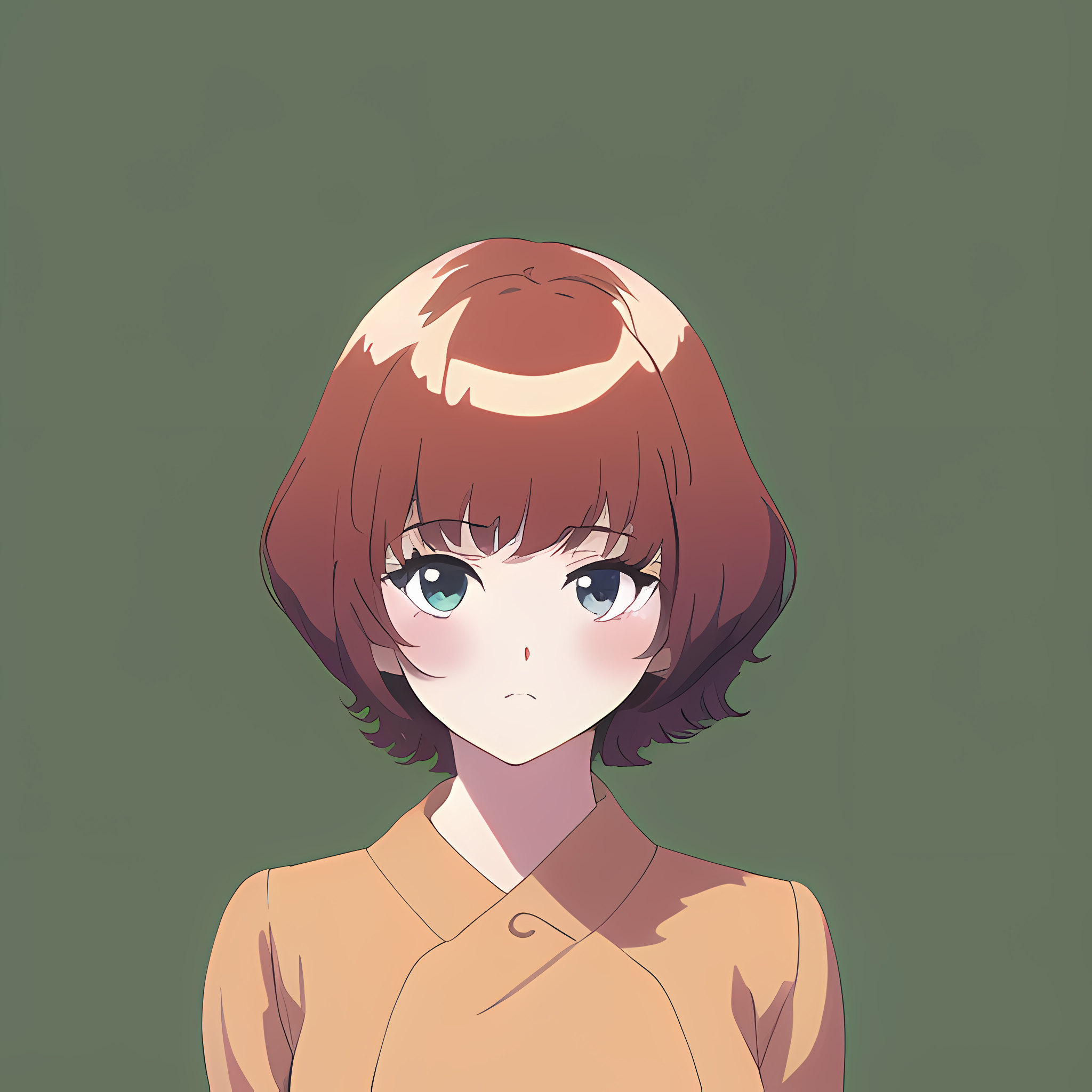 Anime girl with brown hair and green eyes HD Wallpaper