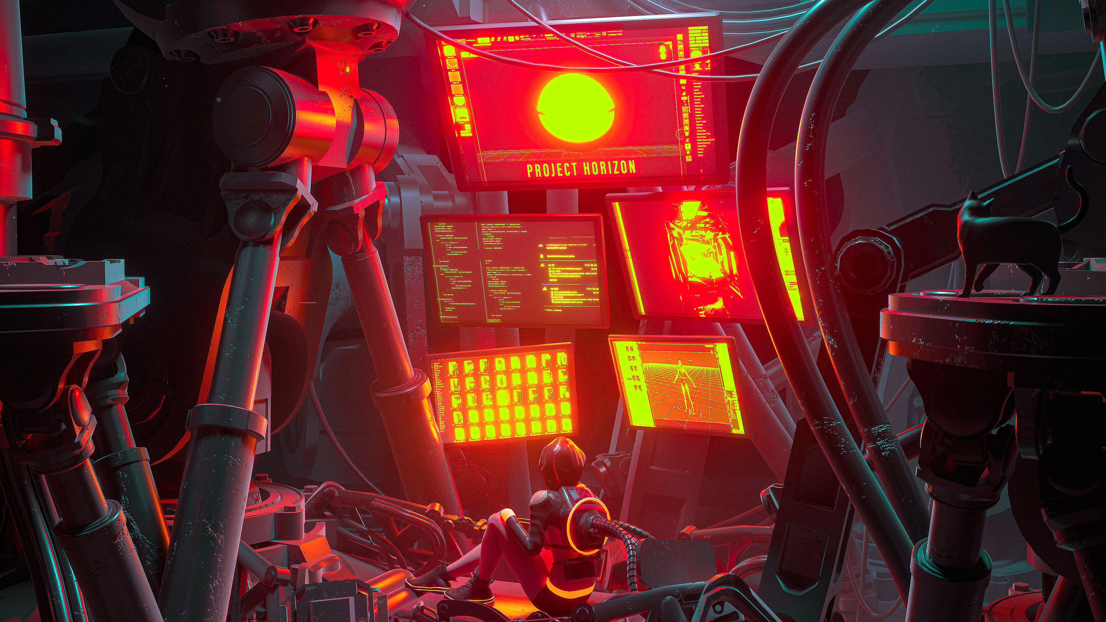 Project Horizon screens with a cyborg HD Wallpaper