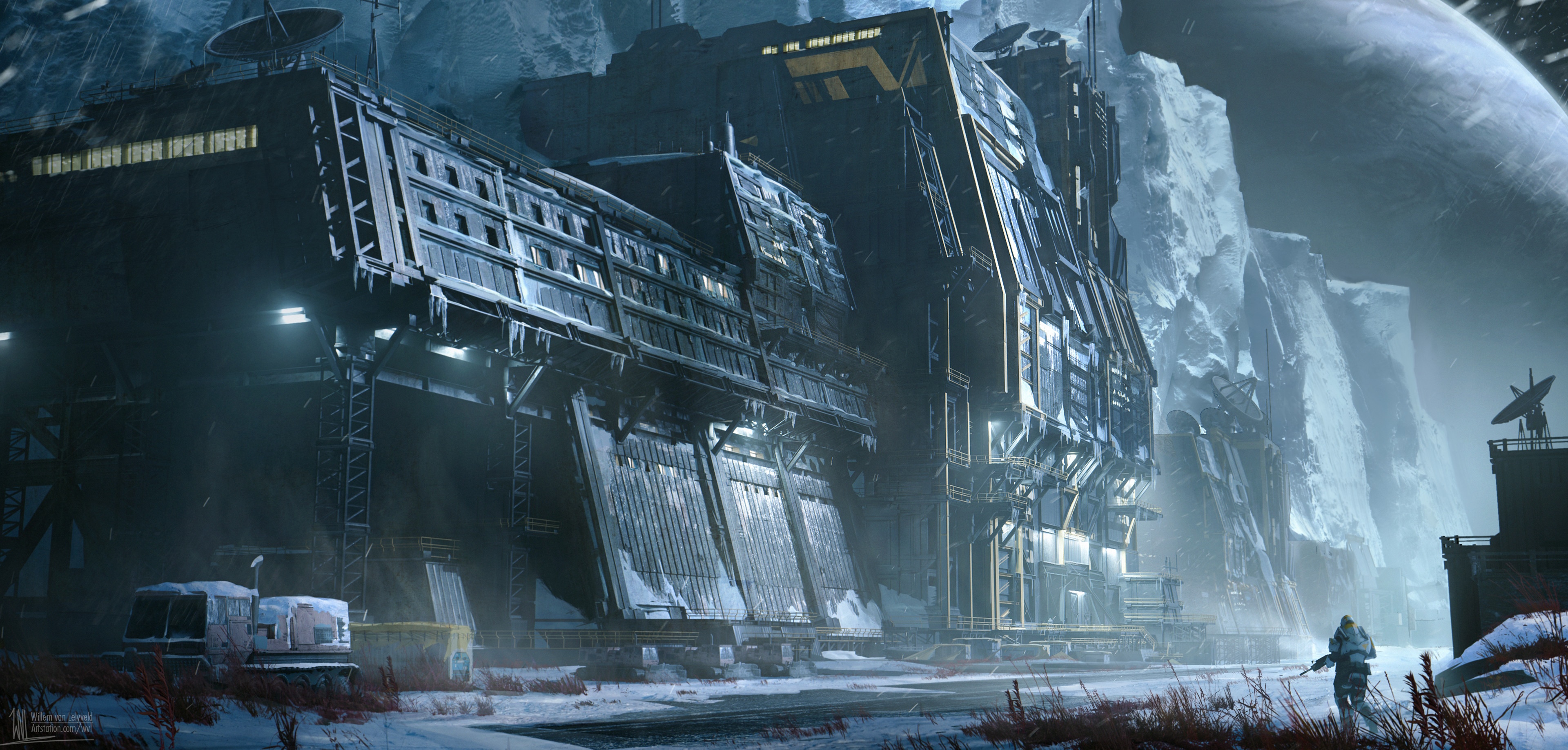 4K Science Fiction Facility on an Ice Planet HD Wallpaper