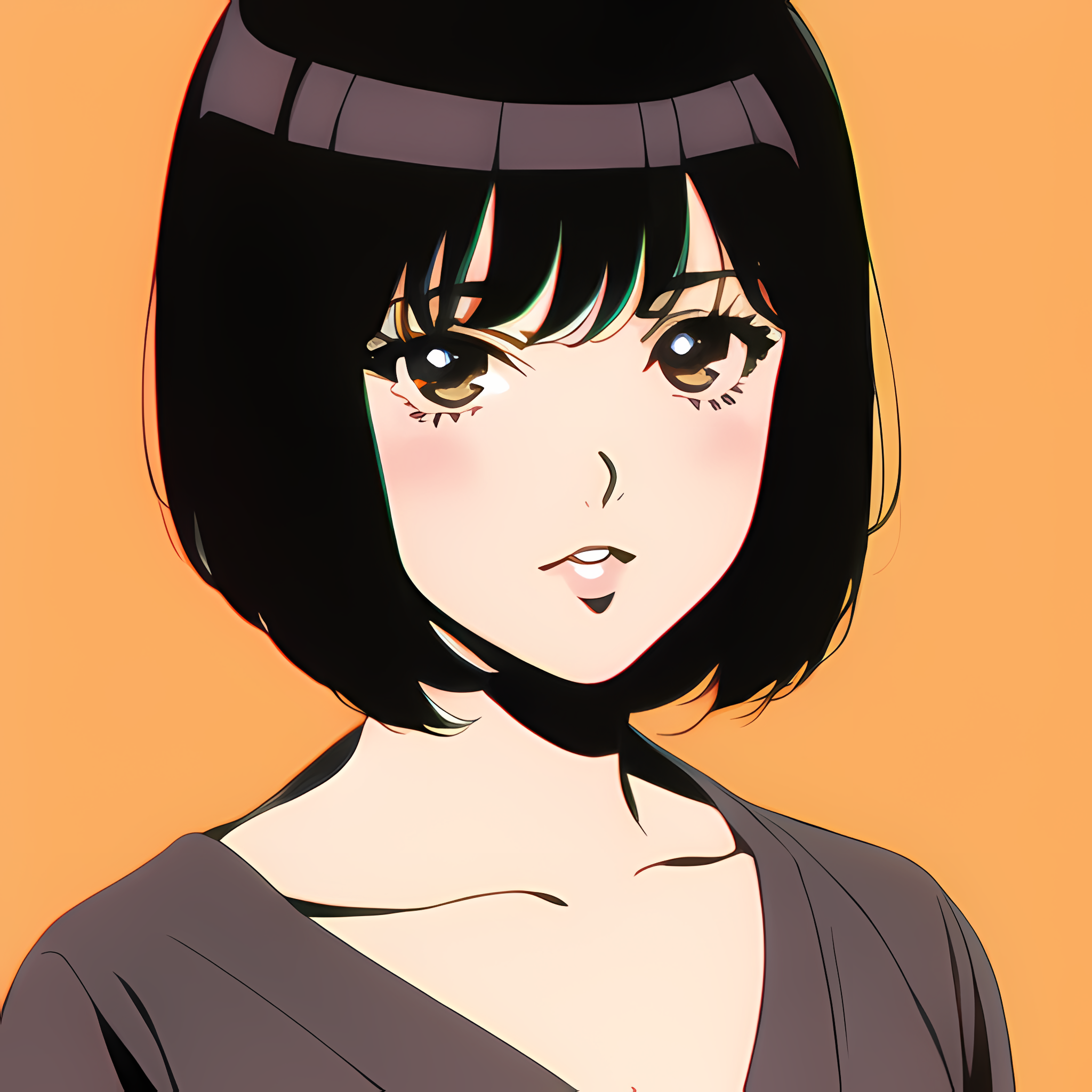 Anime woman with black hair and brown eyes HD Wallpaper