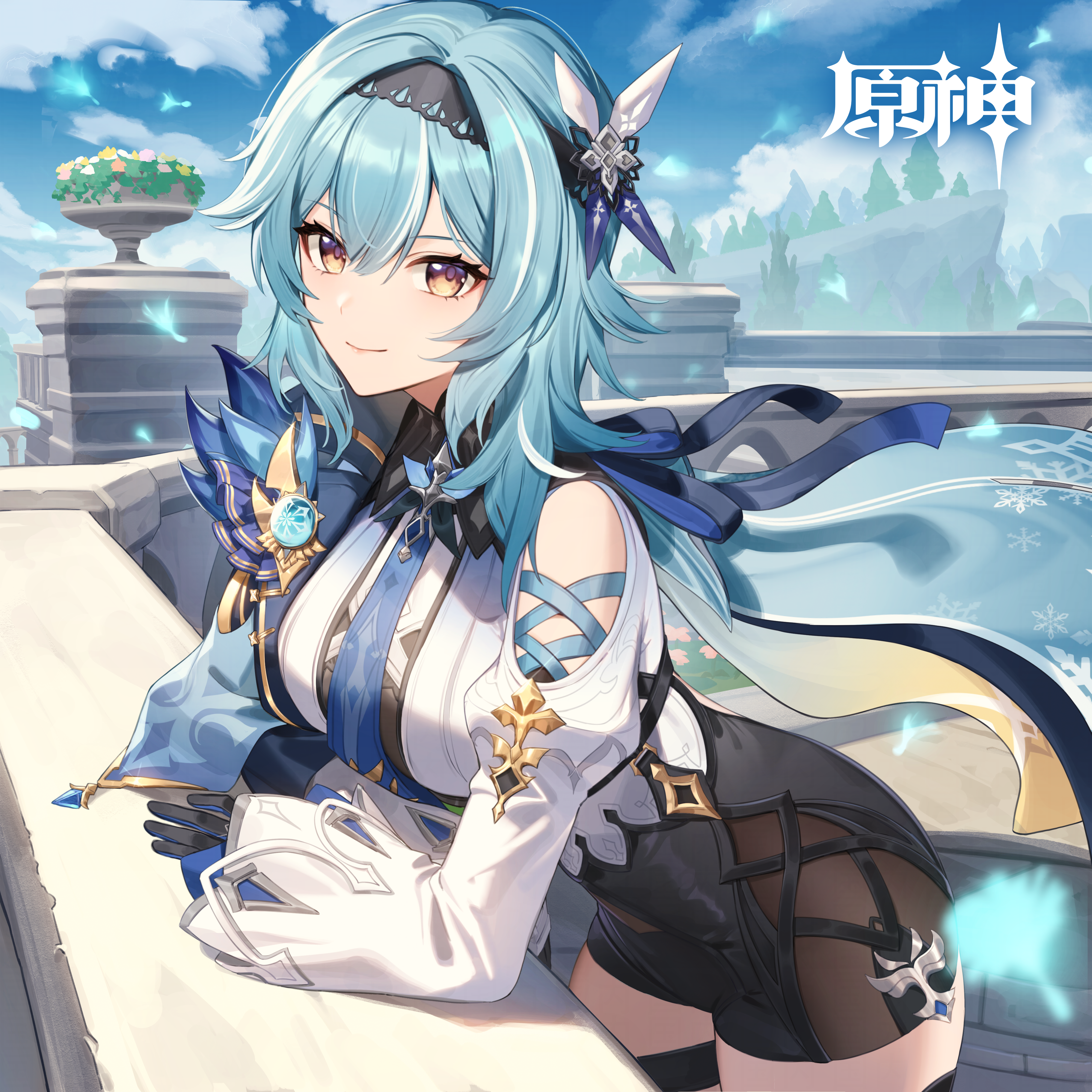 4K Genshin Impact Eula with blue hair and yellow eyes HD Wallpaper
