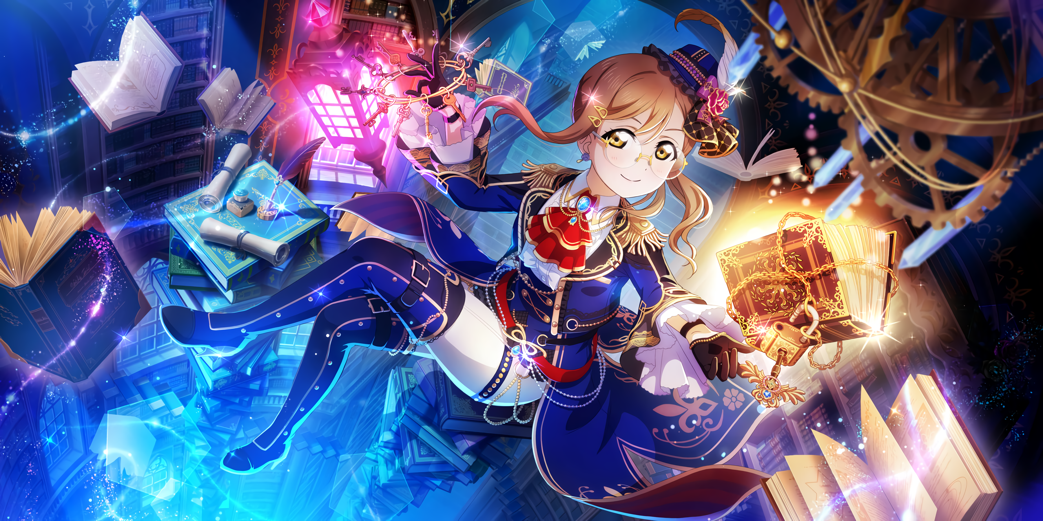 Kunikida Hanamaru in a Library with Books HD Wallpaper