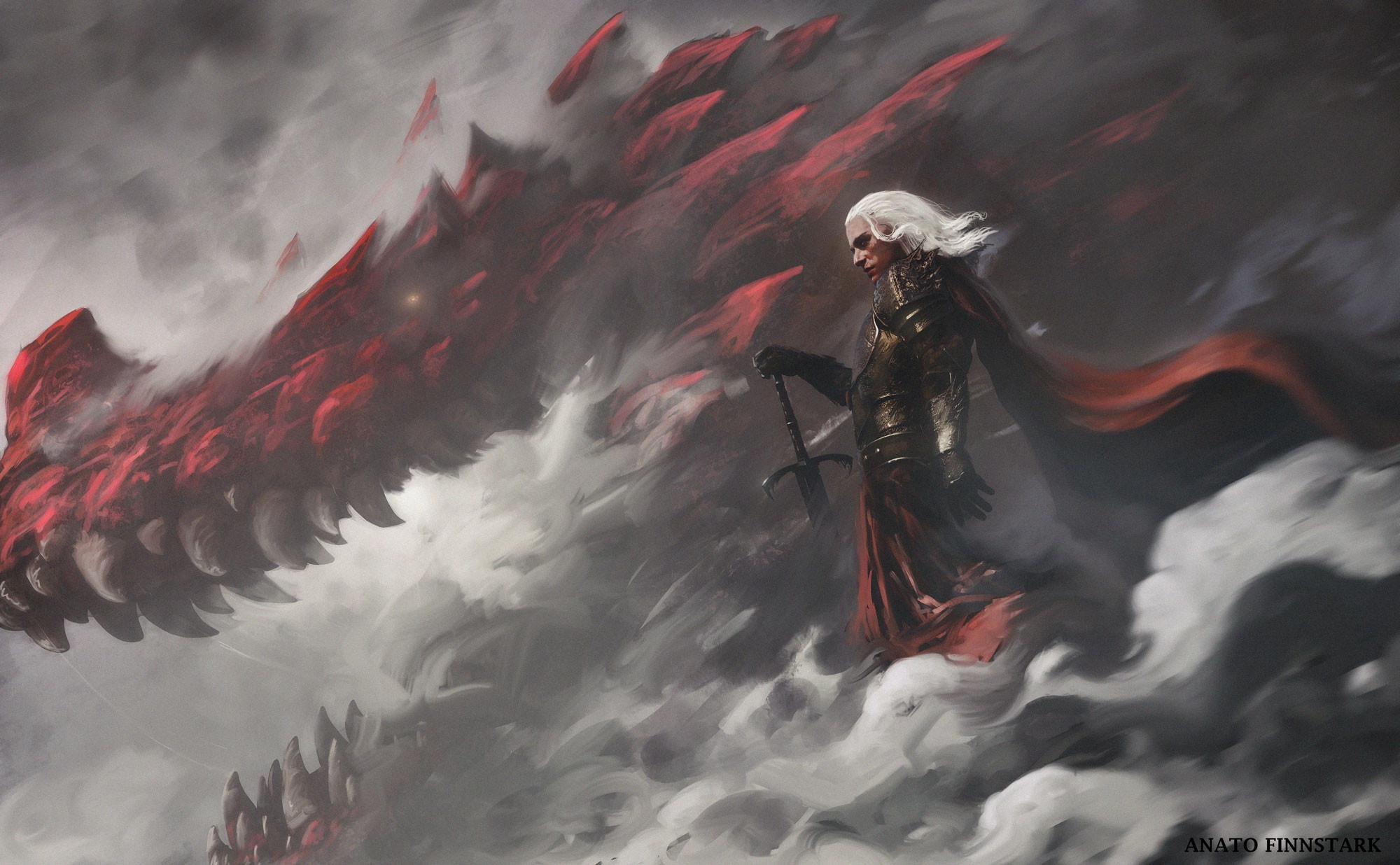 Dragon and a warrior by Anato Finnstark HD Wallpaper