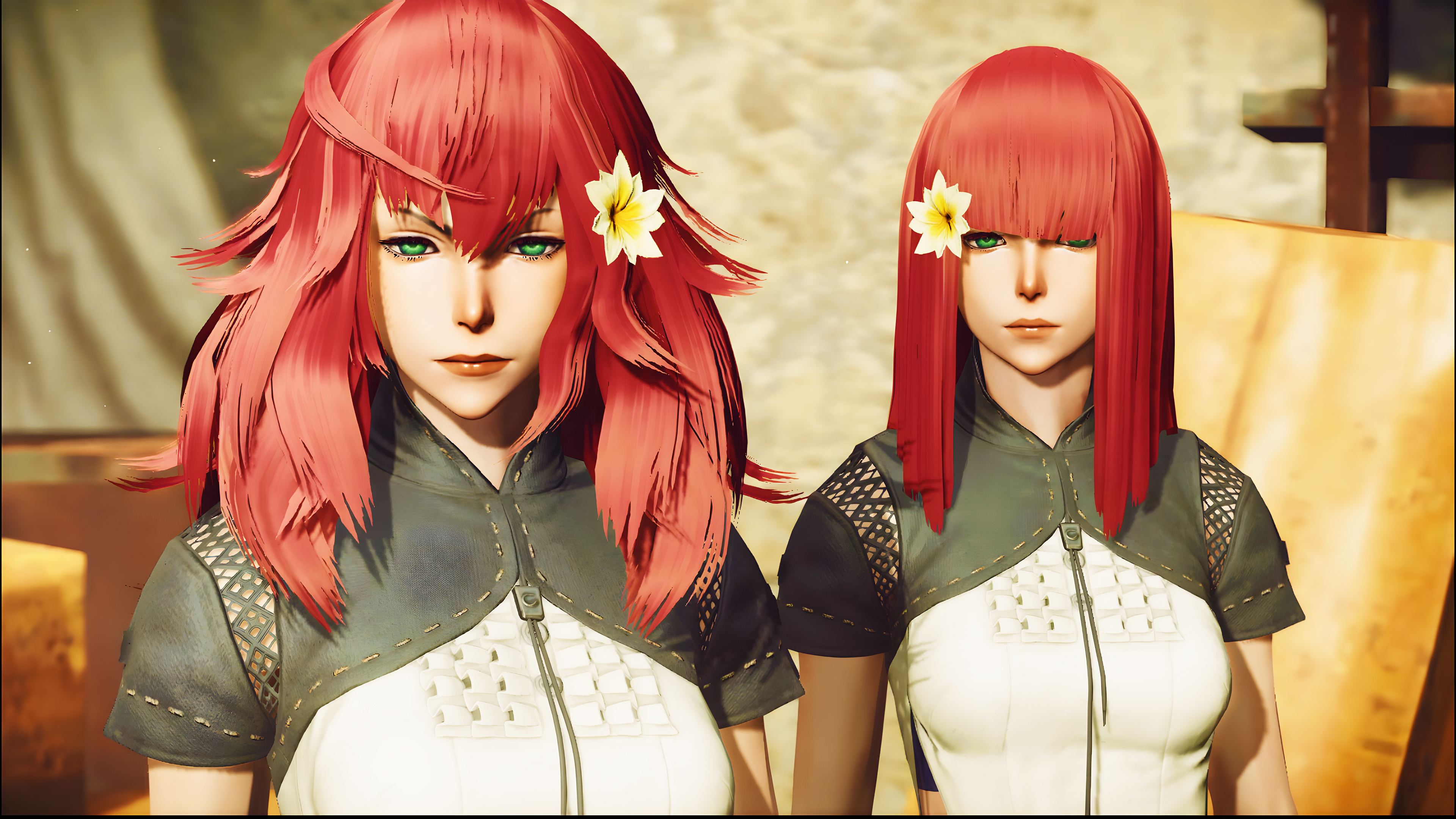 4K Nier: Automata Popola and Devola with flowers HD Wallpaper
