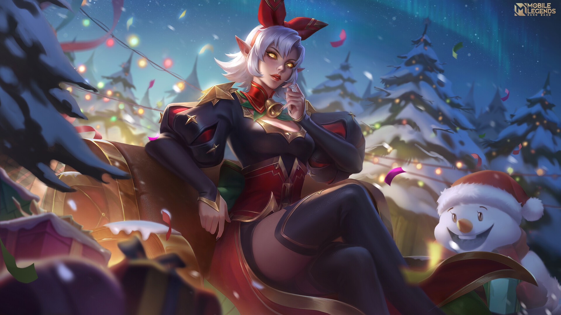 Mobile Legends fantasy girl with silver hair and bright eyes HD Wallpaper