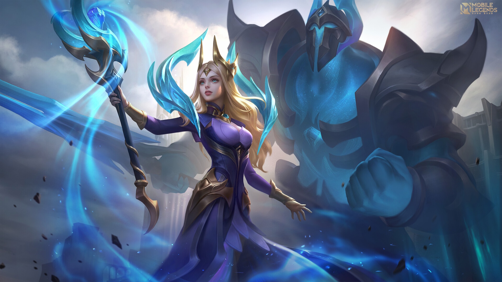 Vexana and a large blue creature from Mobile Legends HD Wallpaper