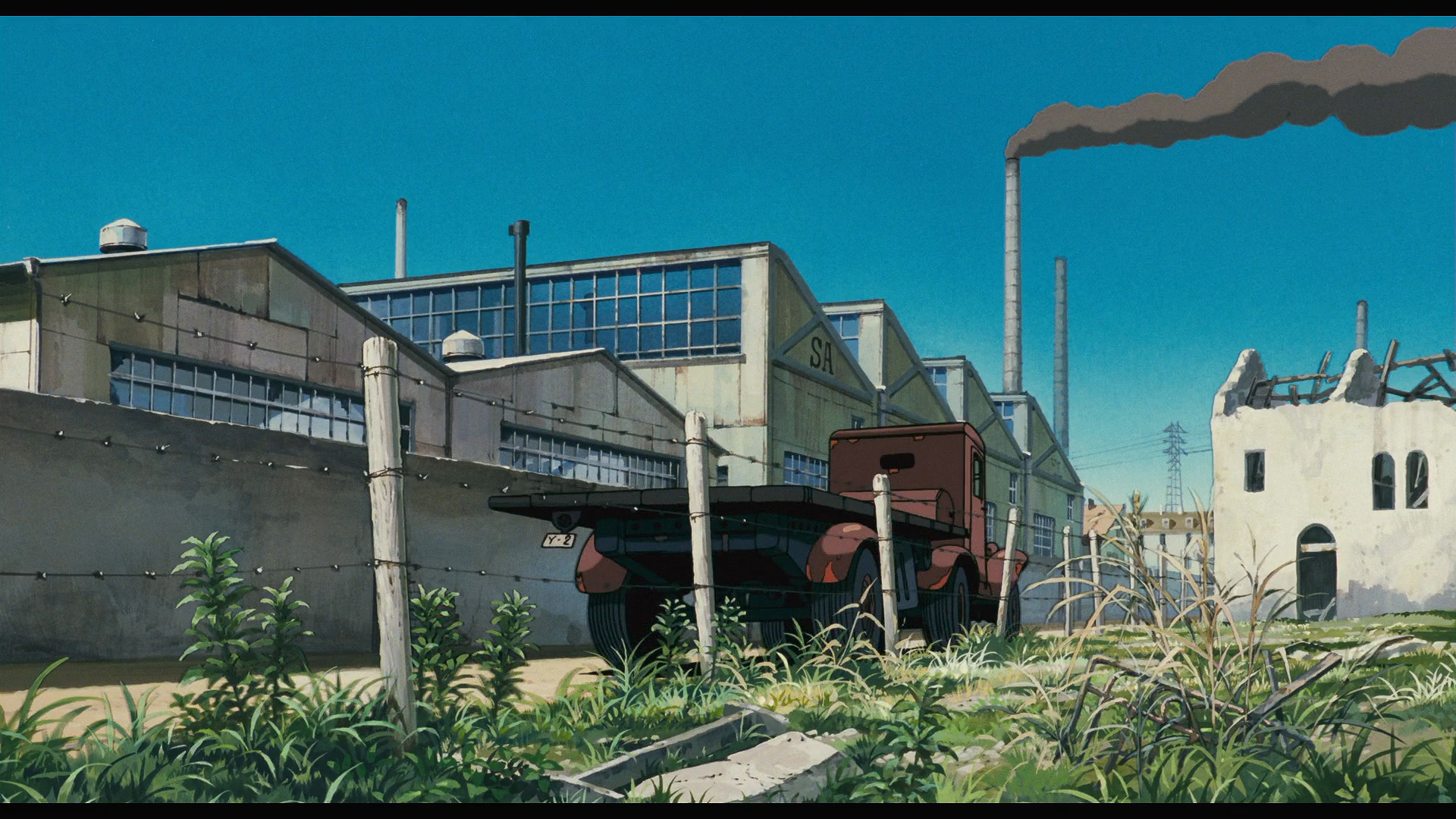 Porco Rosso factory scene with truck HD Wallpaper