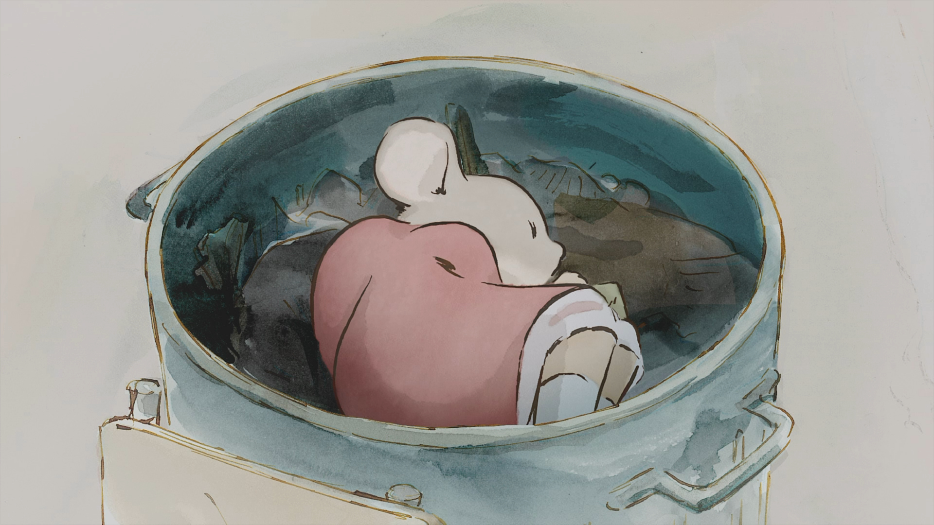 Ernest & Celestine mouse sleeping in a pot HD Wallpaper