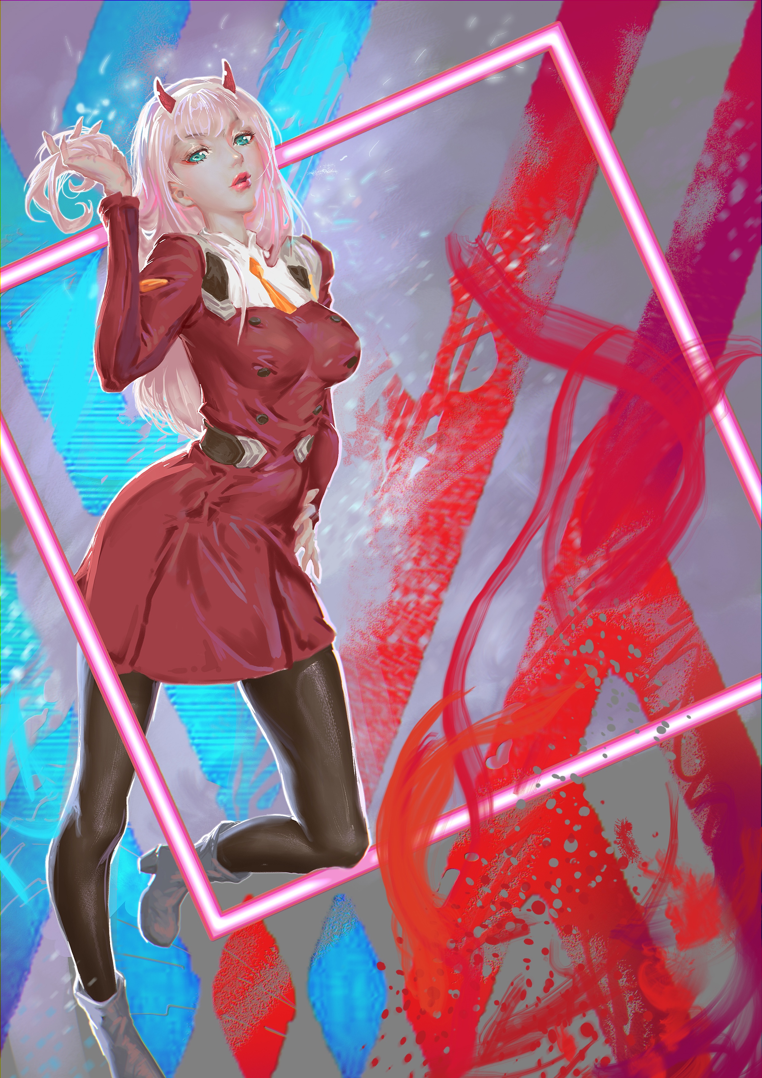 Zero Two from Darling in the FranXX HD Phone Wallpaper