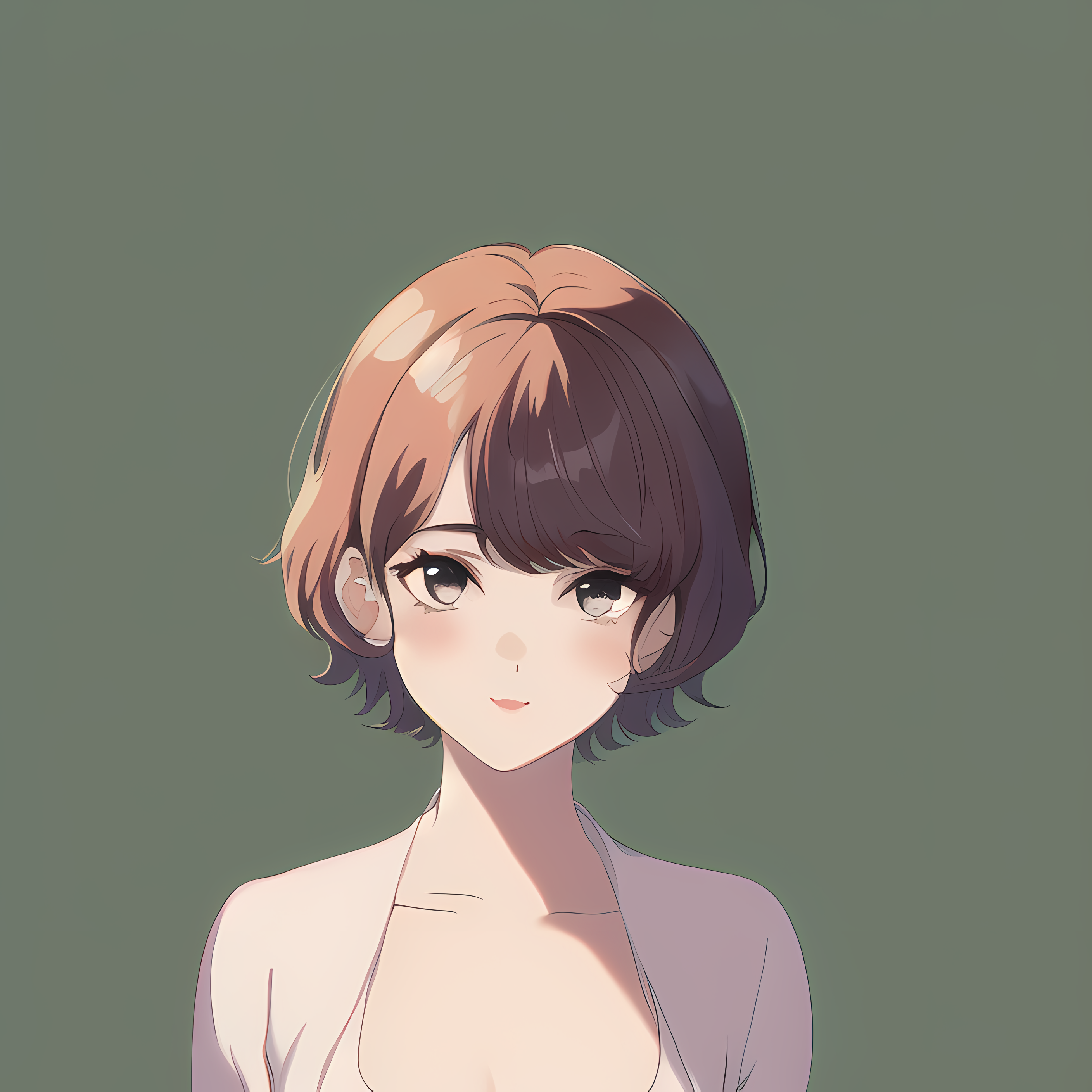 Anime girl with short brown hair HD Wallpaper