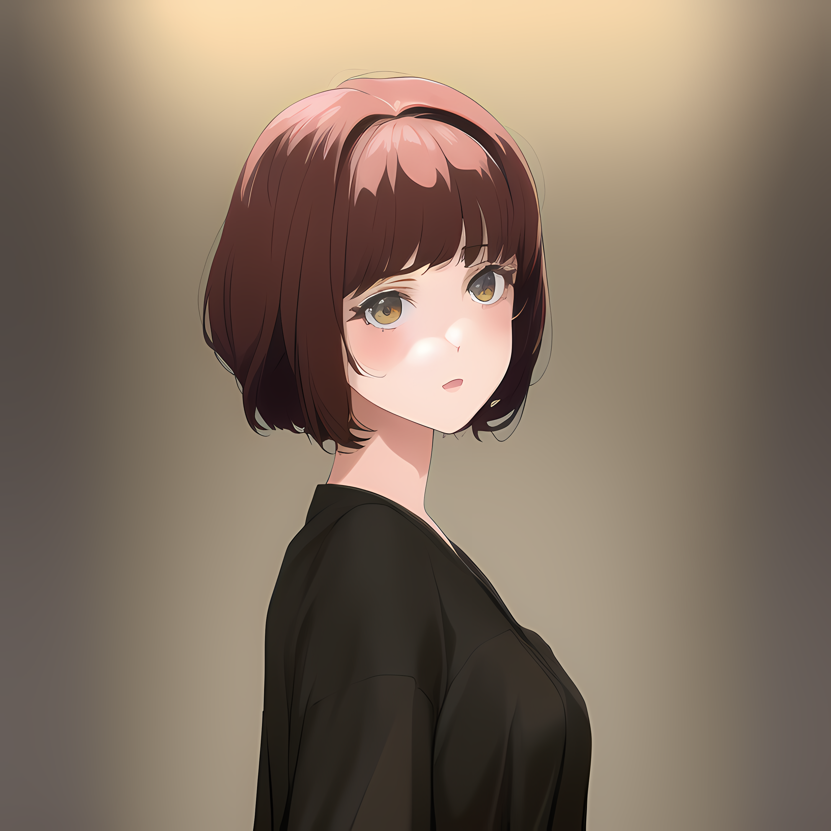 Anime girl with short brown hair HD Wallpaper