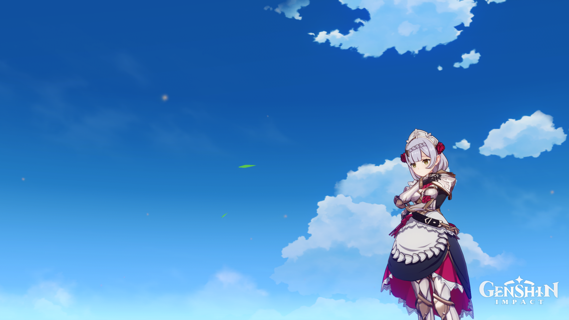 Noelle from Genshin Impact against a blue sky HD Wallpaper