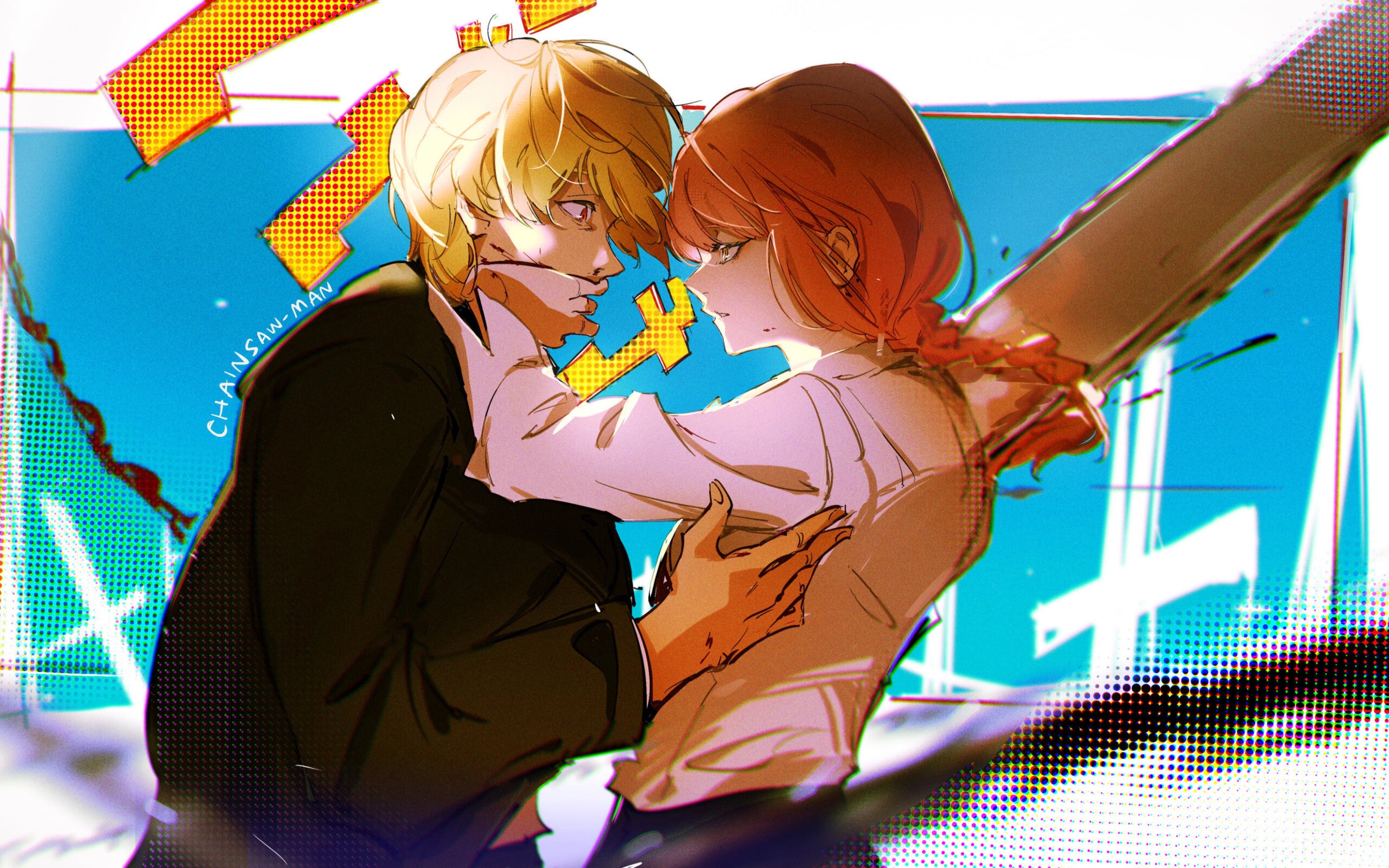 Chainsaw Man: Denji and Makima with Chainsaw HD Wallpaper