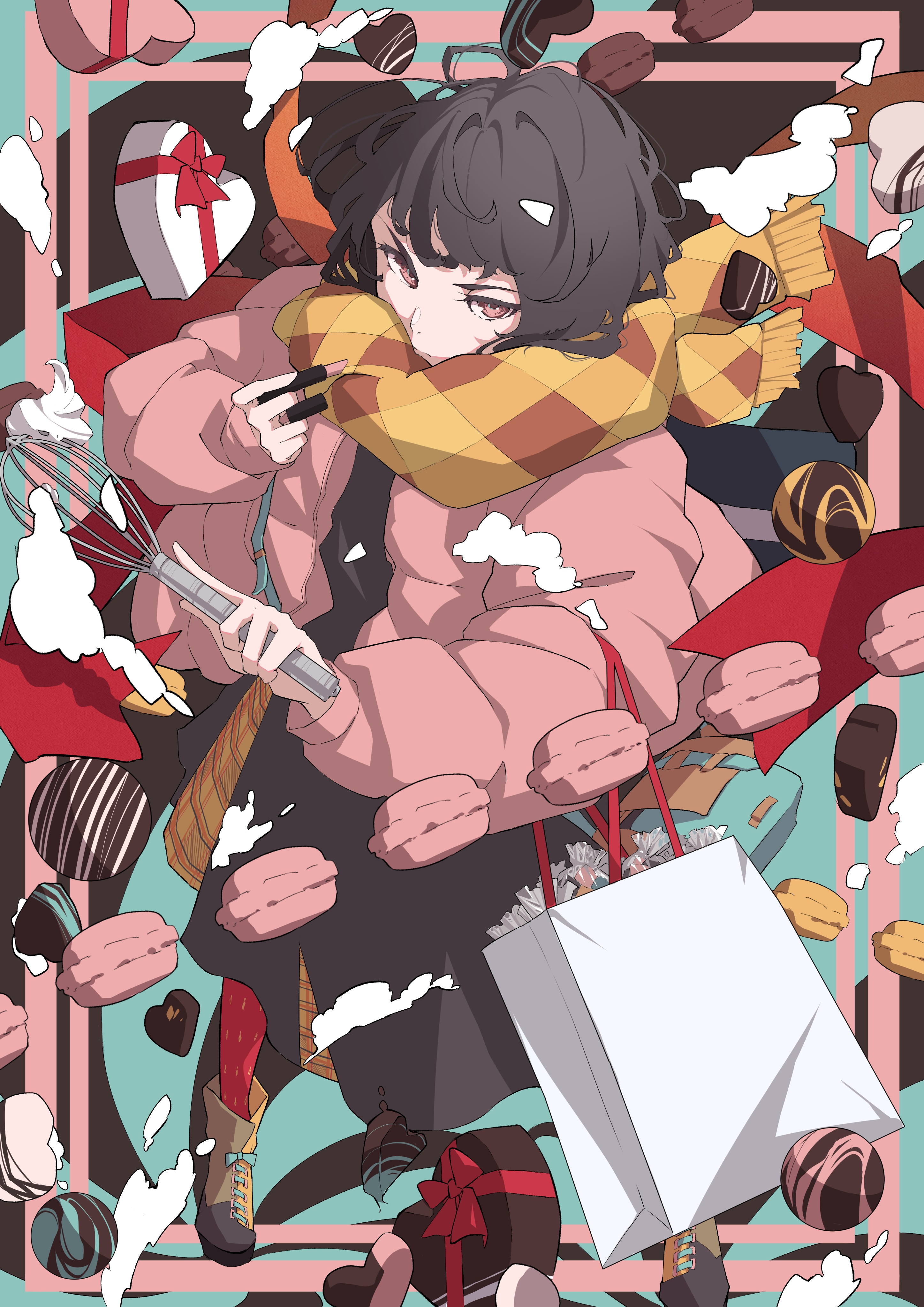 Nico Tina surrounded by chocolates and sweets HD Phone Wallpaper