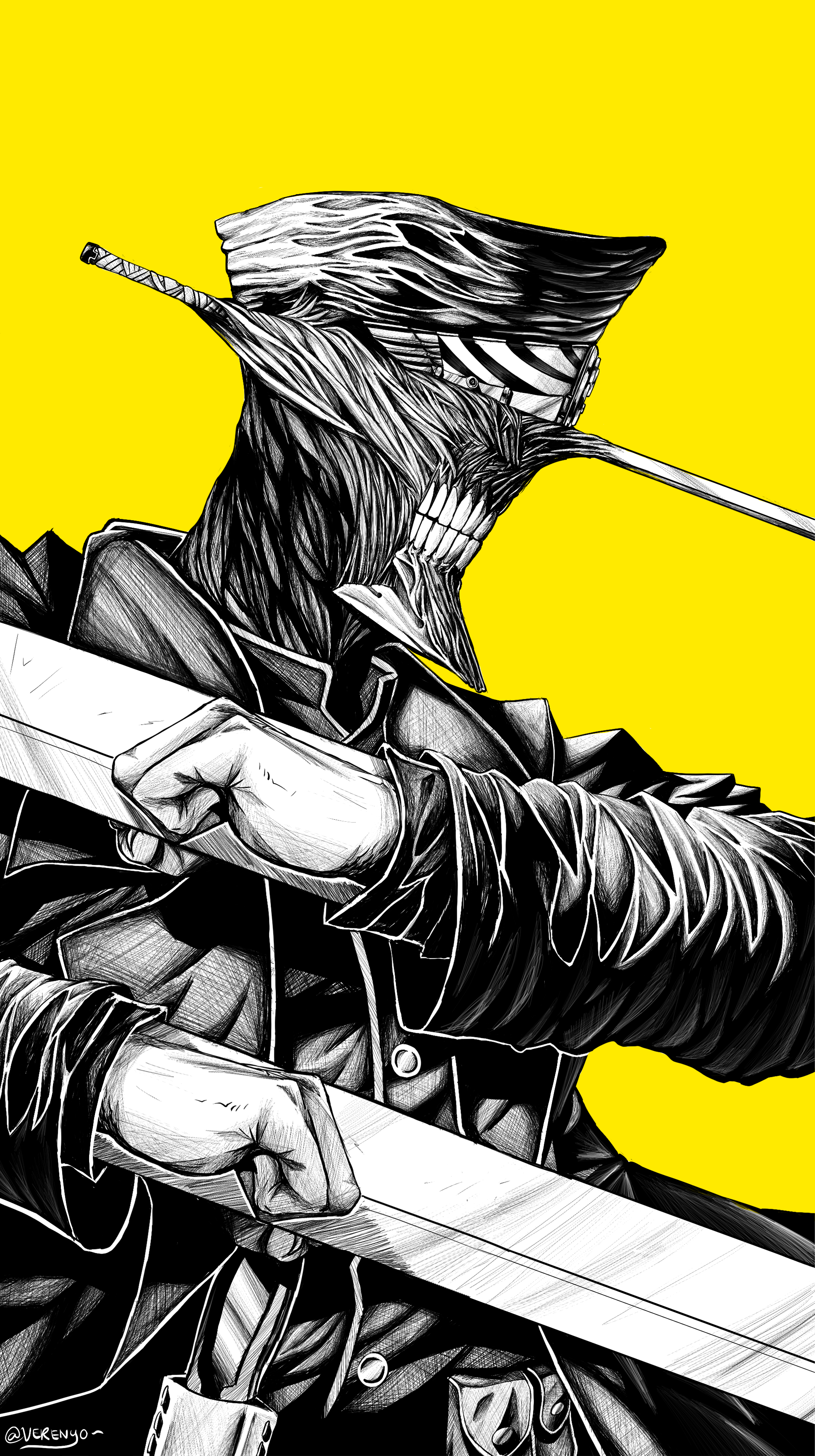 Katana Man from Chainsaw Man with swords HD Phone Wallpaper
