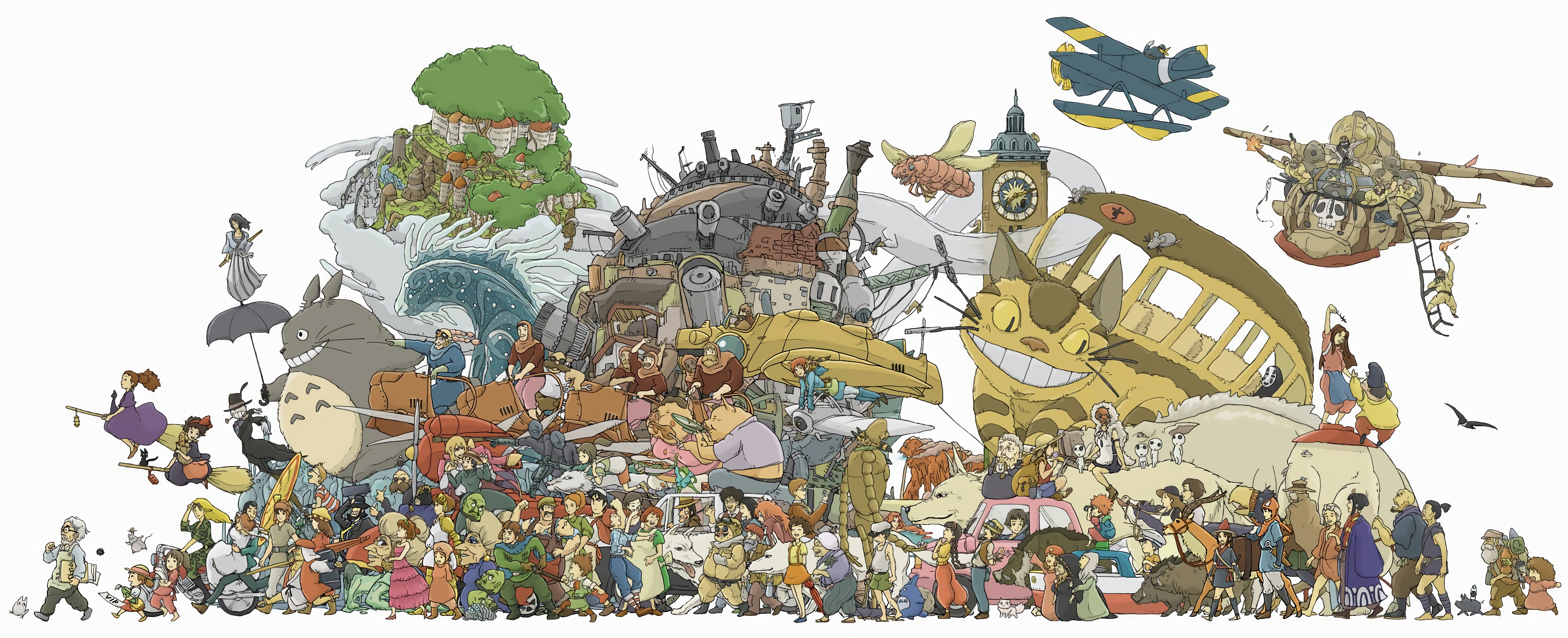 Miyazaki Hayao Crossover: Characters and Scenes HD Wallpaper